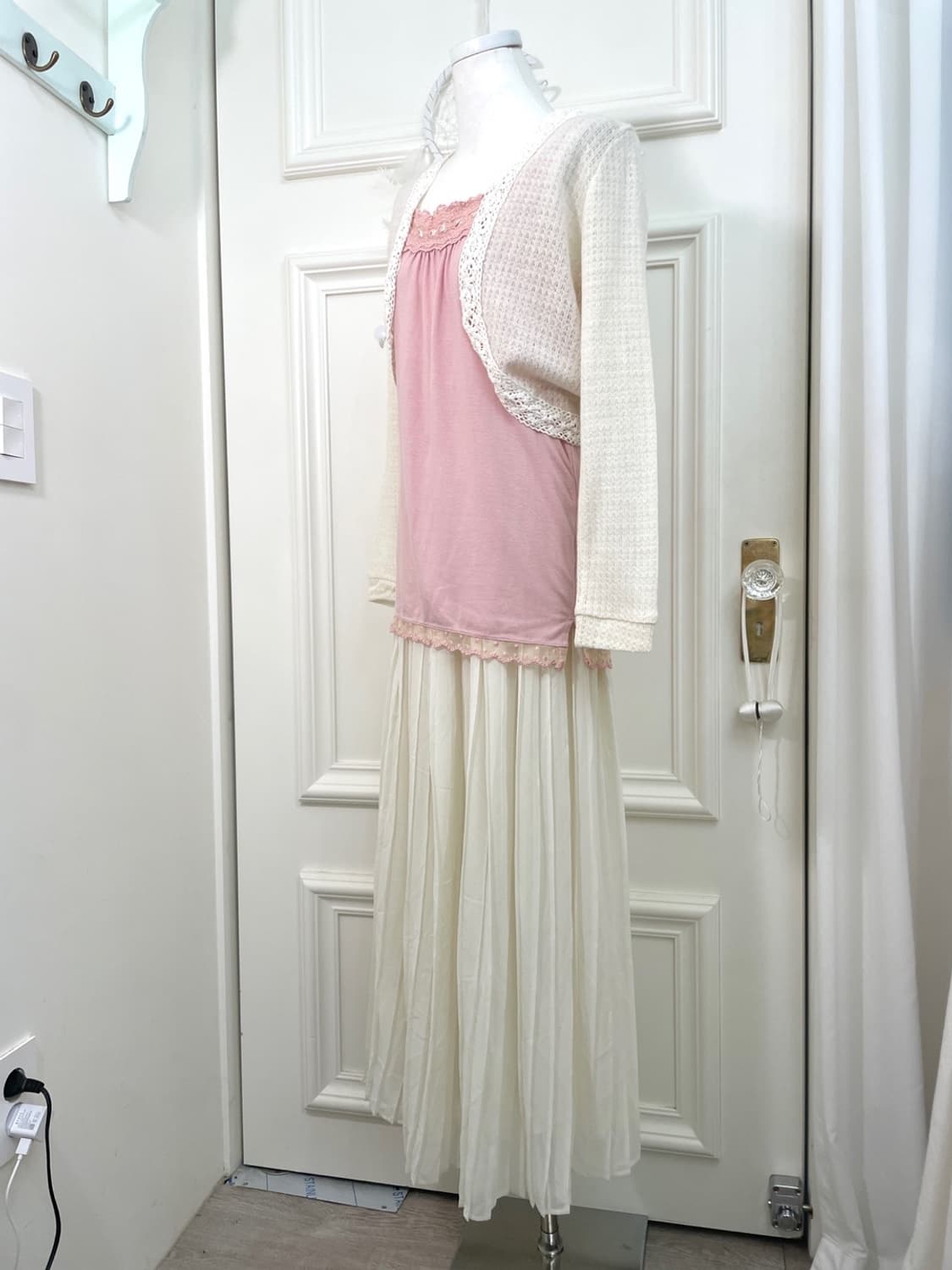 ivory pleats basic banding long skirt 상품이미지7