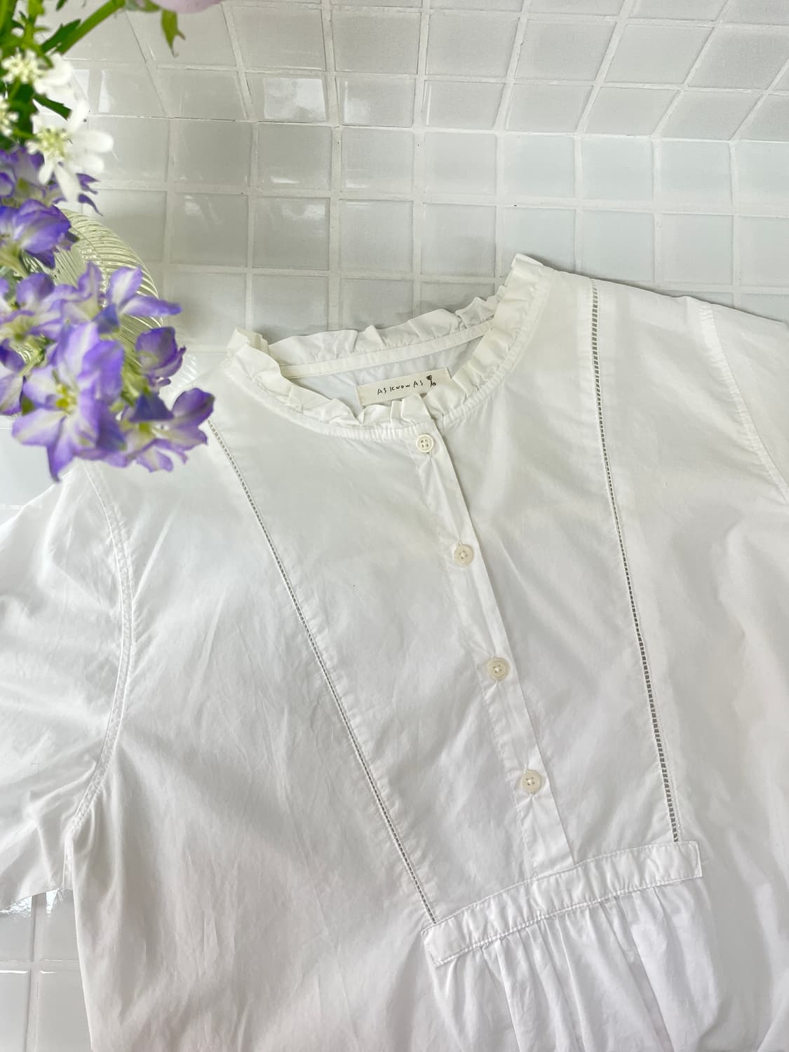 일본 빈티지 코튼 화이트 블라우스 상품이미지5