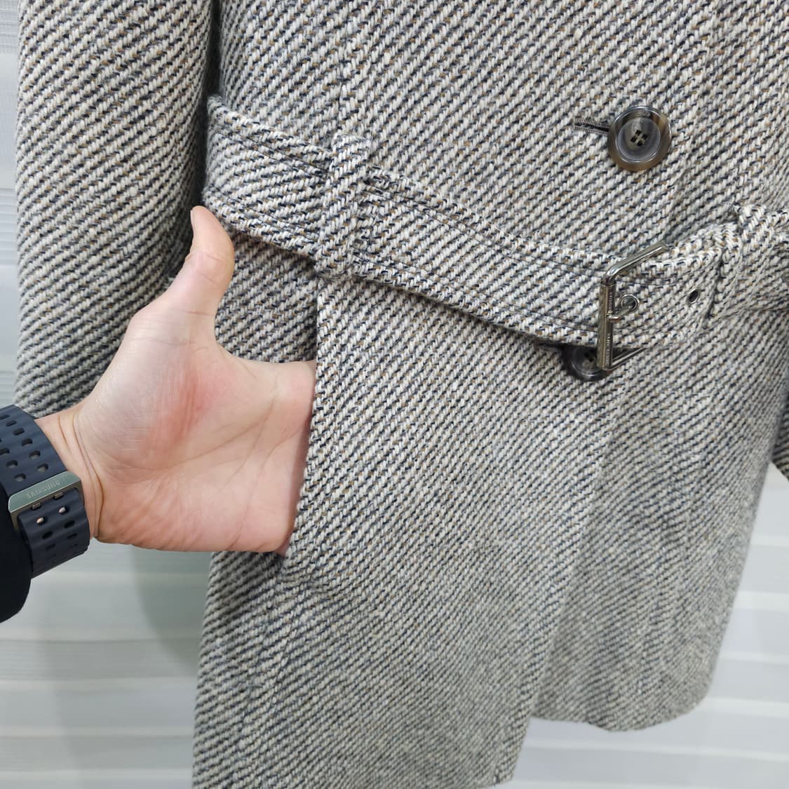 버버리런던 블루라벨 트위드울 코트- 우먼38 상품이미지5