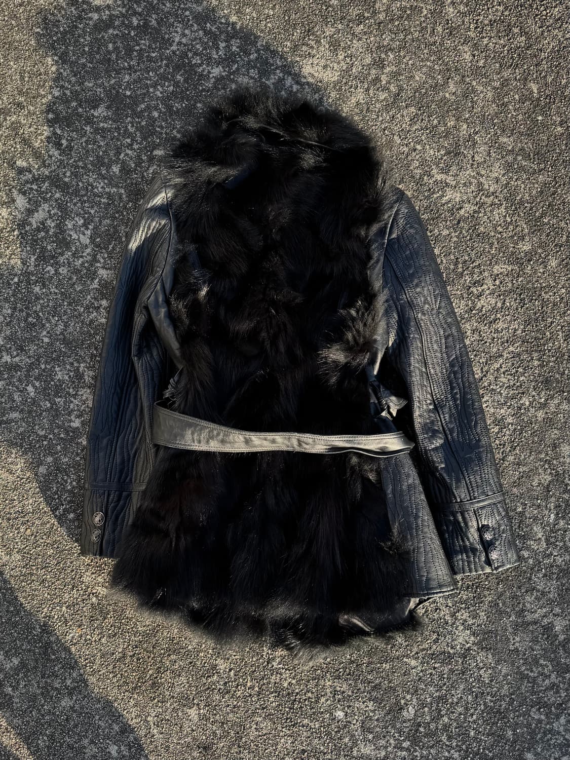 Black fox fur long jacket 상품이미지4