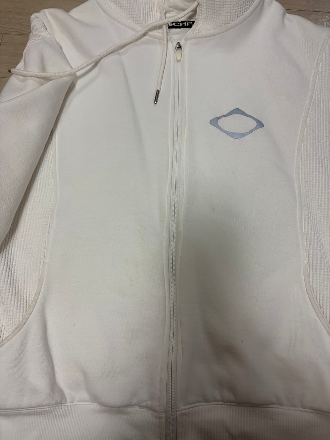 미스치프 롬버스 와플 후드집업 화이트 상품이미지3