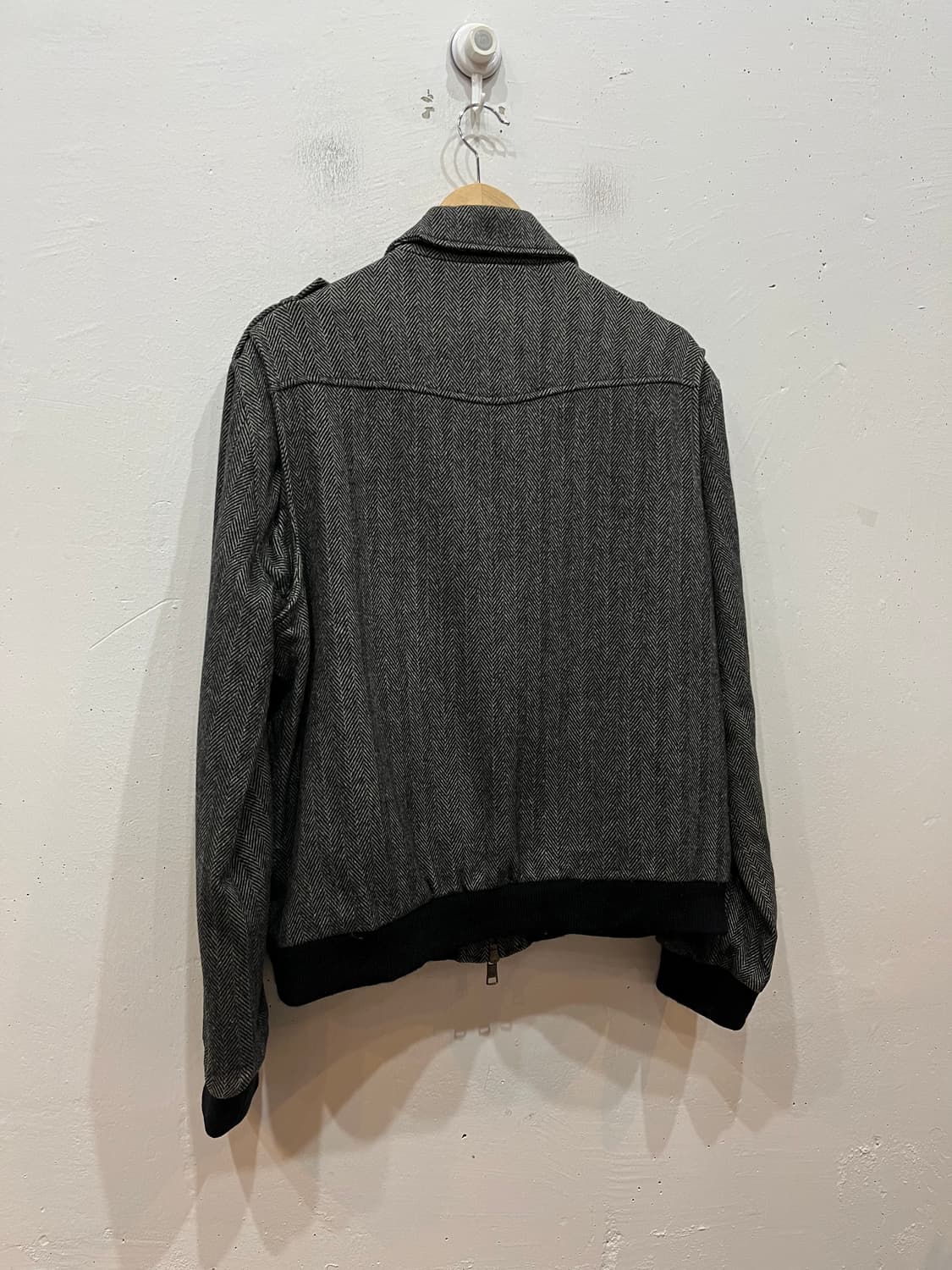 아르마니 익스체인지 울 캐시미어 헤링본 블루종 자켓  상품이미지4