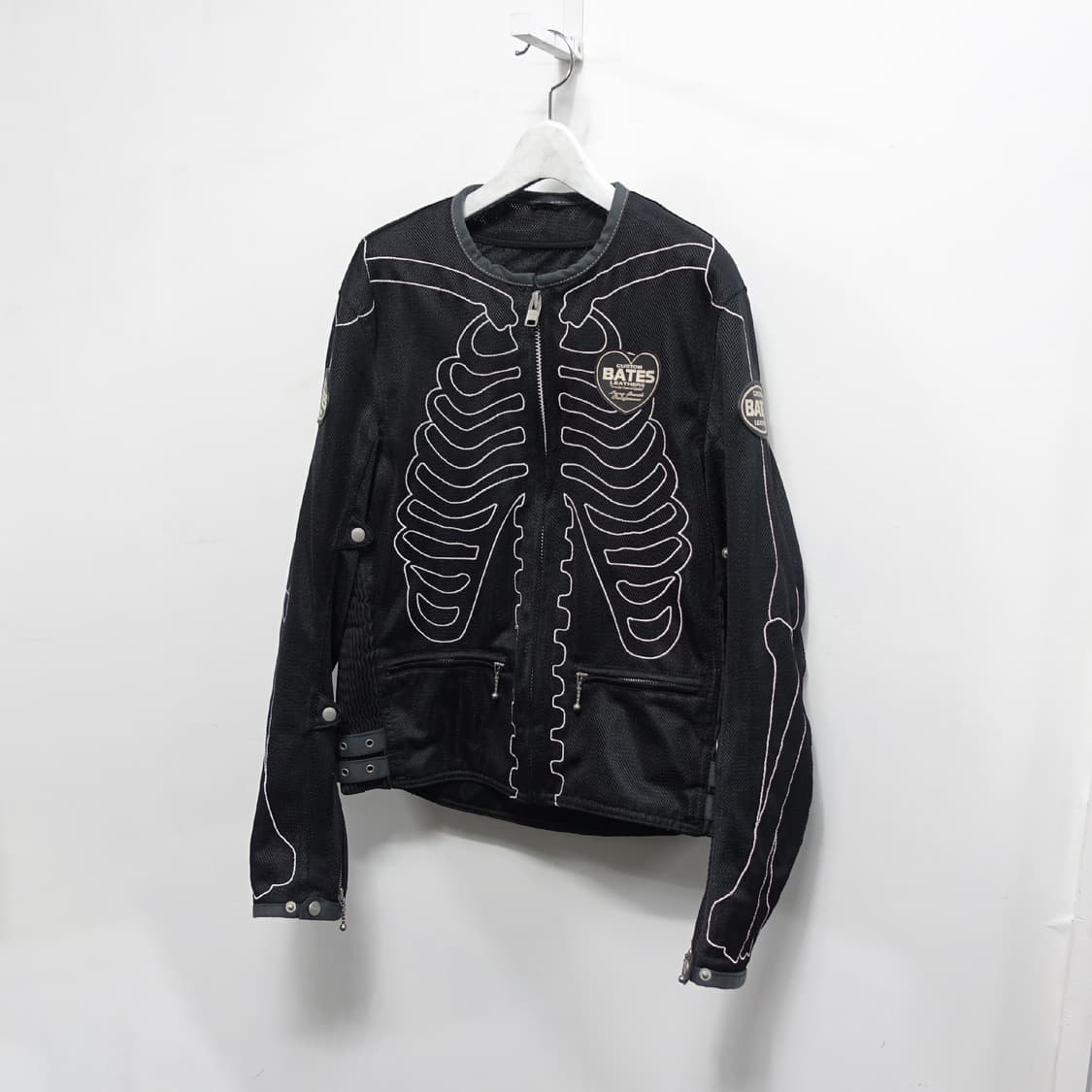 [L]BATES 베이츠 레더스 스켈레톤 에어메쉬 노카라 라이더 자켓 상품이미지3
