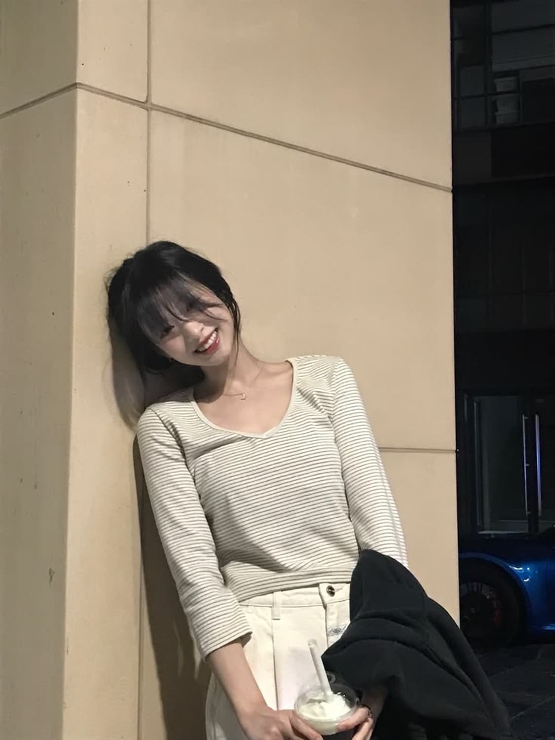 (아현 착용) 글로니 3/4 G COMFORT V TEE (STRIPE) 상품이미지2