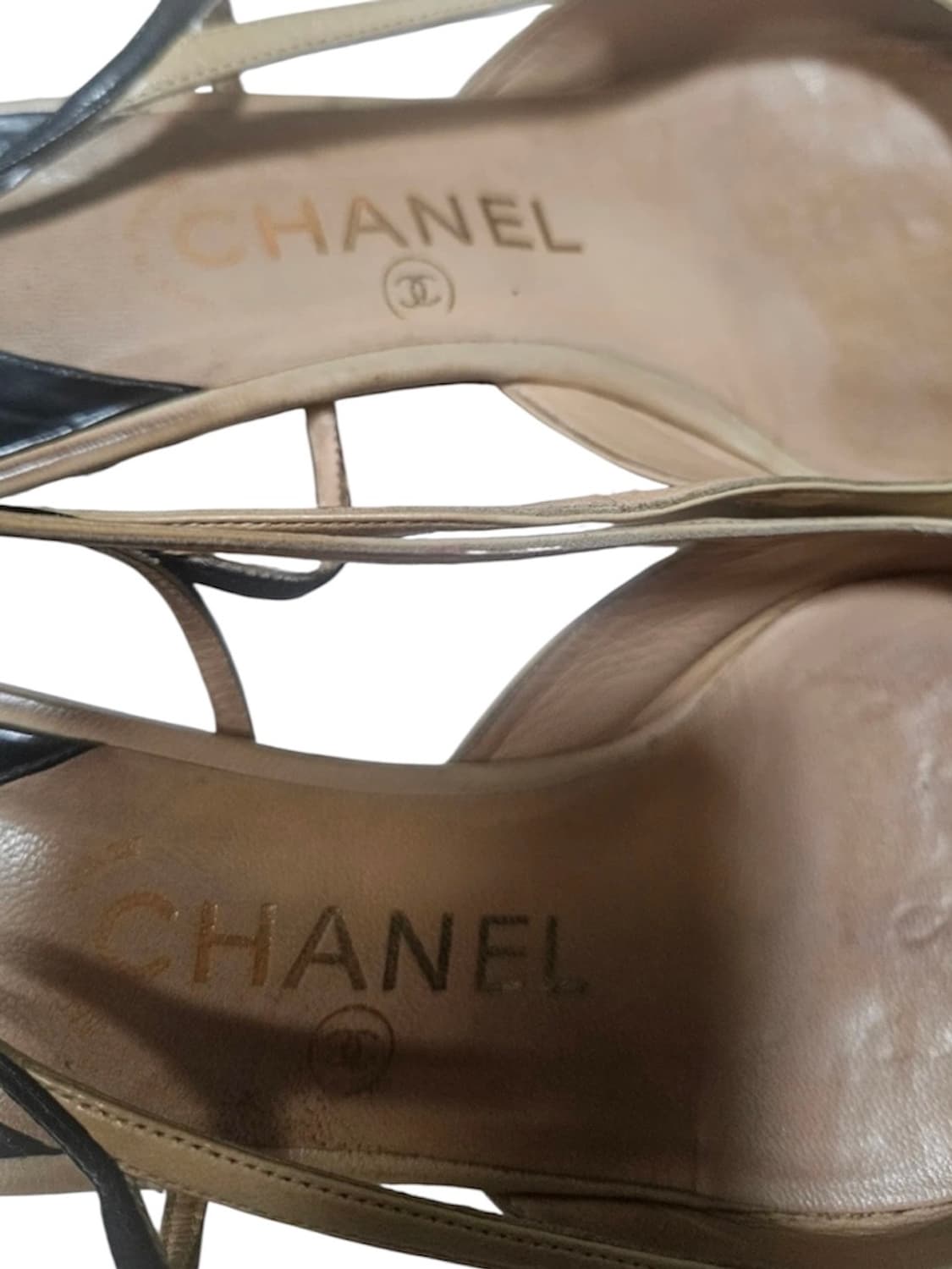 Chanel 샤넬 로고 투톤 레더 구두 슬링백 상품이미지3