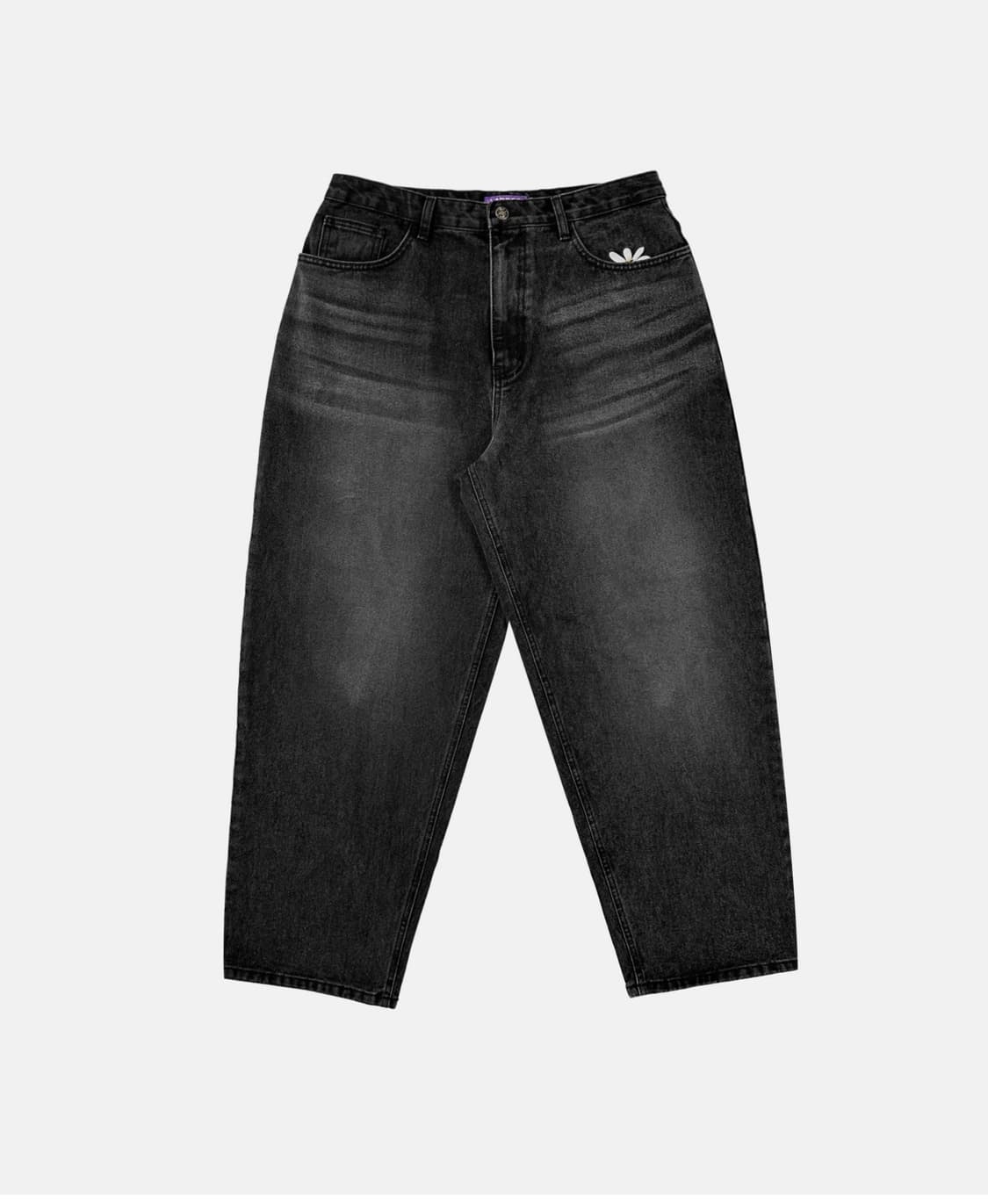 라브로스 스마트 데이지 배기진 데님 와이드 팬츠블랙 상품이미지1