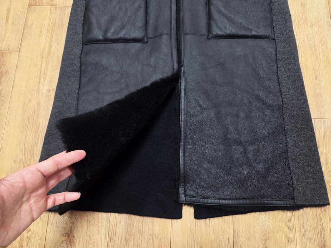 쏘울(SO.WOOL) 터키 무스탕 리버시블 후드 롱베스트 55-66  상품이미지7