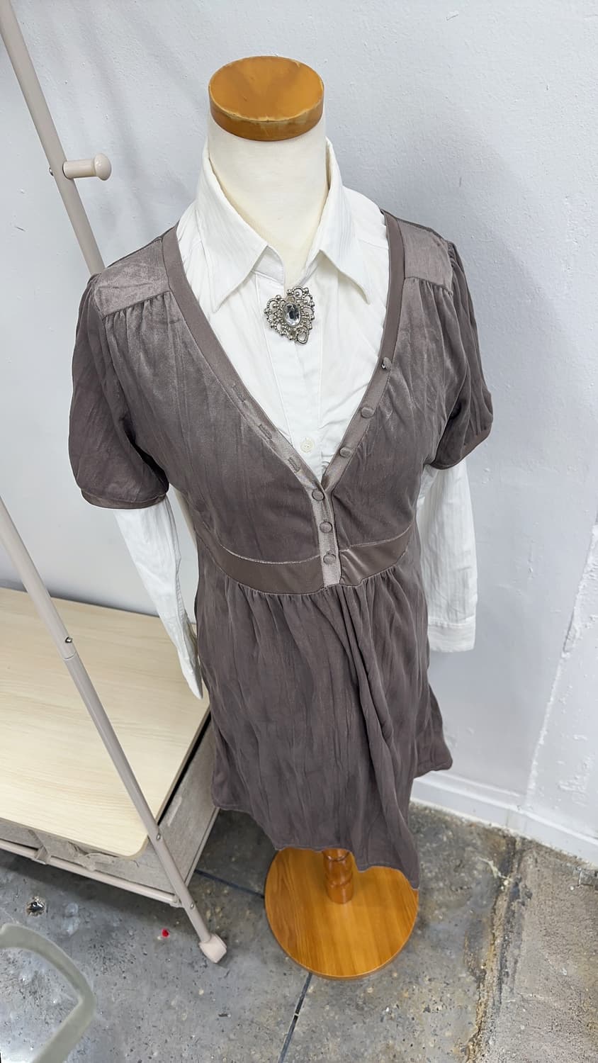 🍫쇼콜라 슈슈룬 벨벳 코디세트 🍫 양산형 하트브로치 일본빈티지 상품이미지5