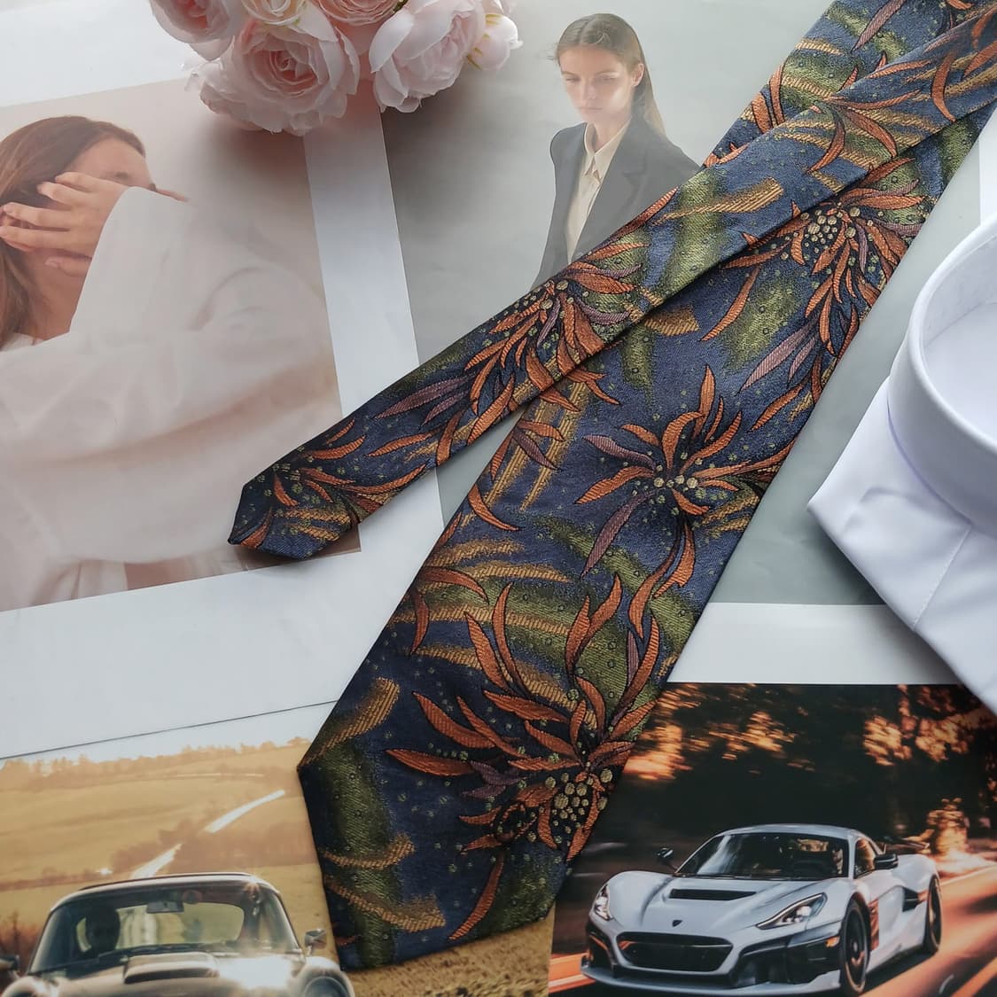 니노 세루티 실크 플로럴 패턴 넥타이 9.1cm A+등급 A18510
 상품이미지3