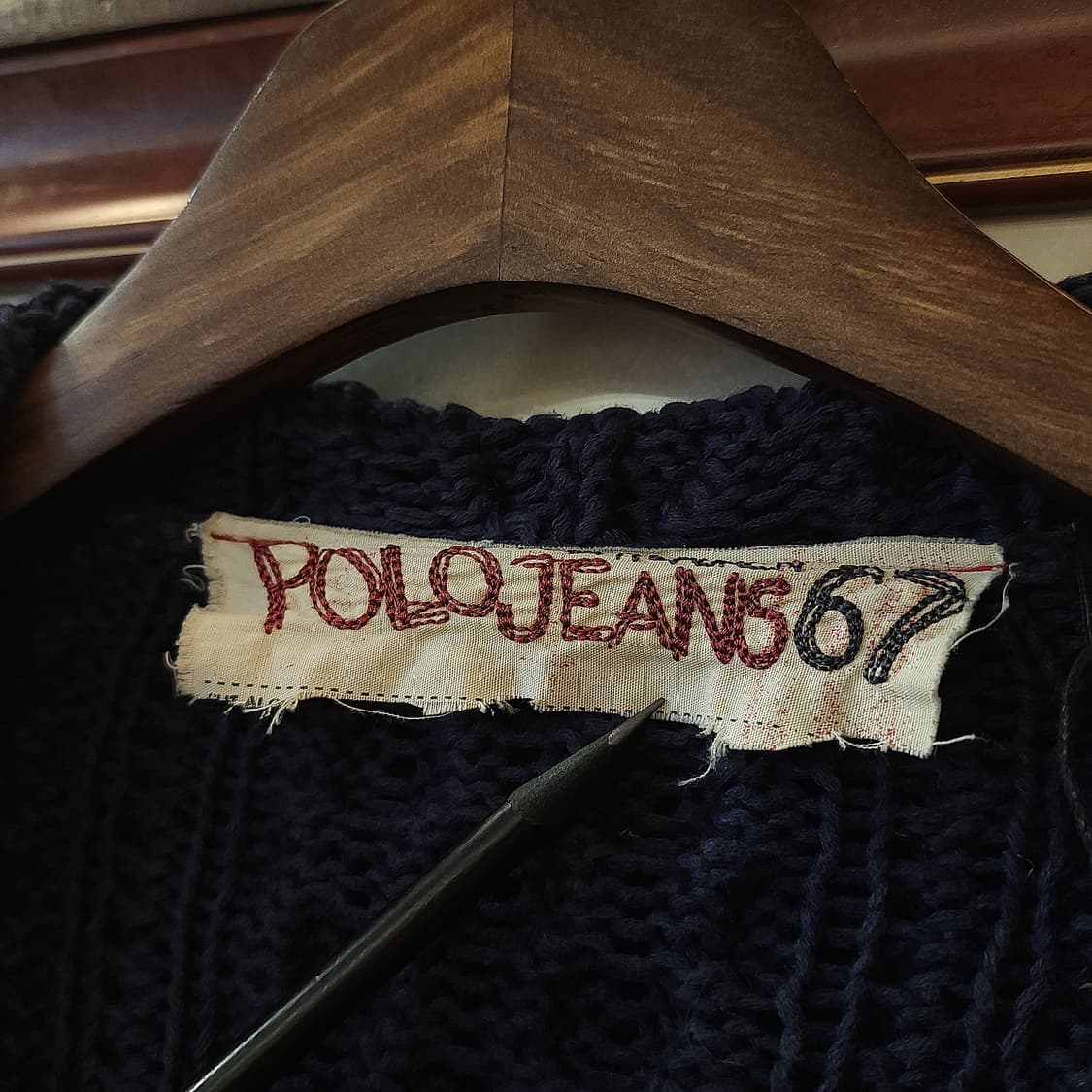 90s 폴로 진스 컴퍼니 후드 집업 자켓 린넨 코튼 케이블 네이비 L 상품이미지8