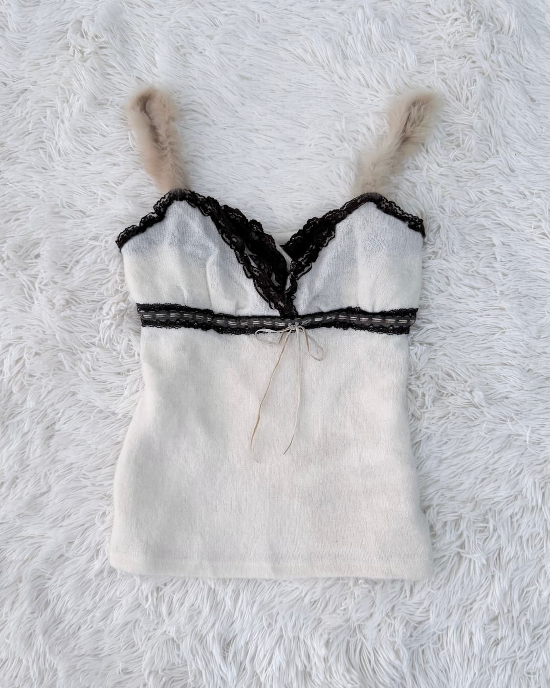 브라운-아이보리 퍼 포인트 캐미솔 나시 상품이미지1