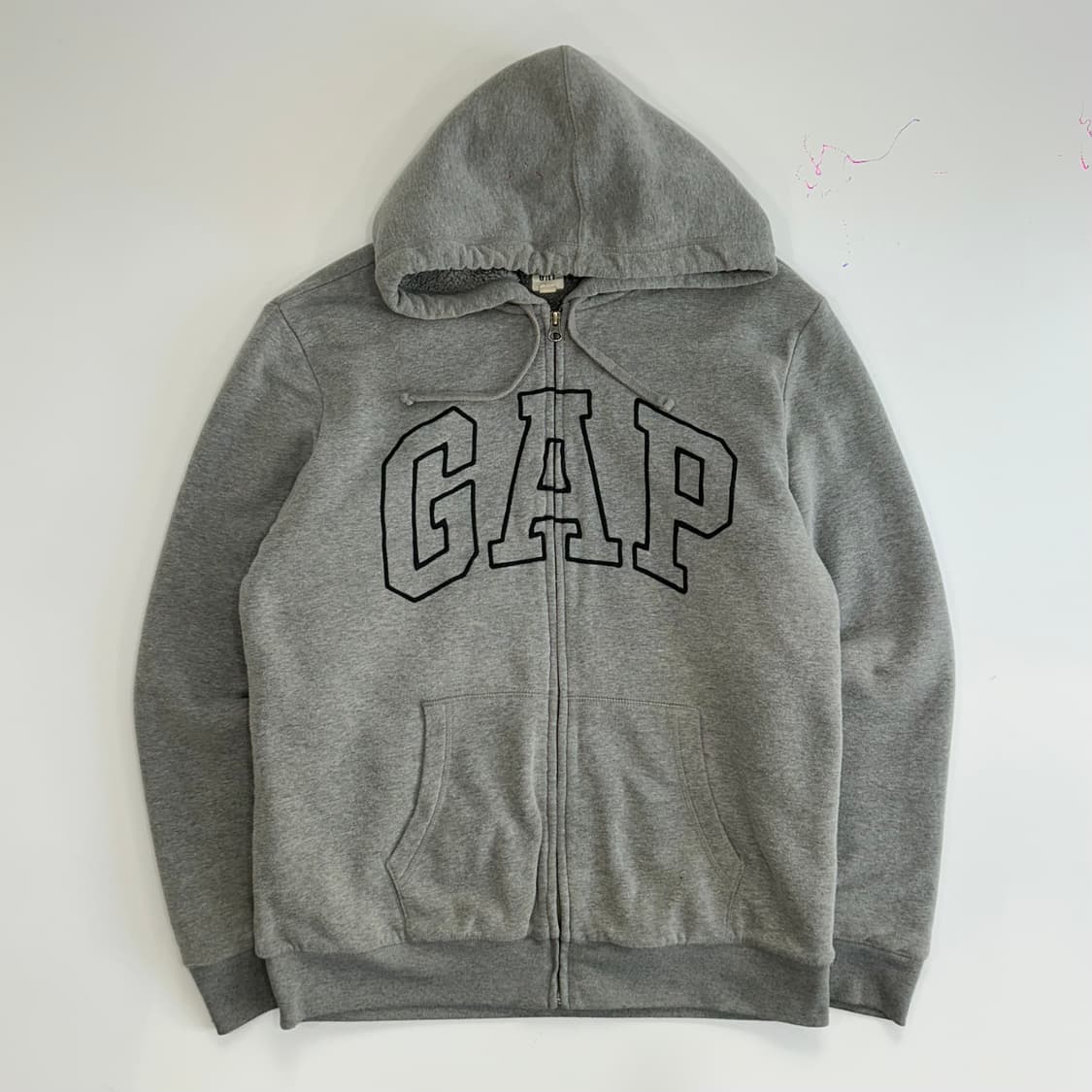 GAP 갭 블랙 로고 퍼 안감 그레이 후드집업  상품이미지3