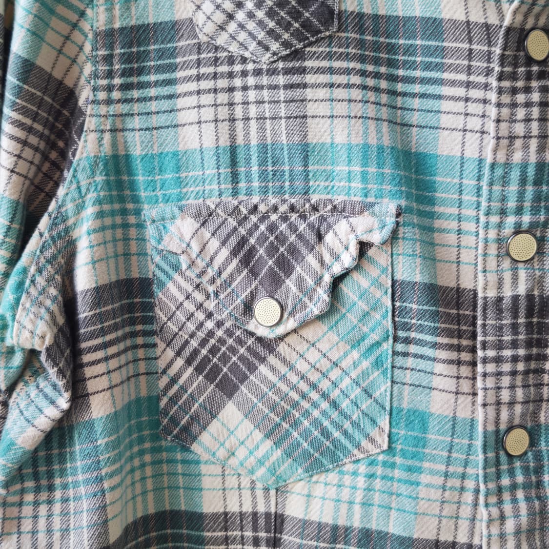 더블알엘 RRL 랄프로렌 플래드 웨스턴 셔츠 민트 차콜 그레이 L 상품이미지5