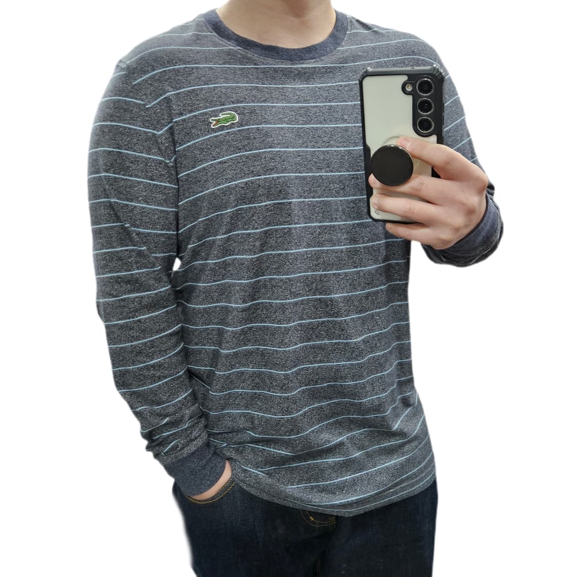 100 라코스테 하늘색 스트라이프 긴팔티셔츠 상품이미지2