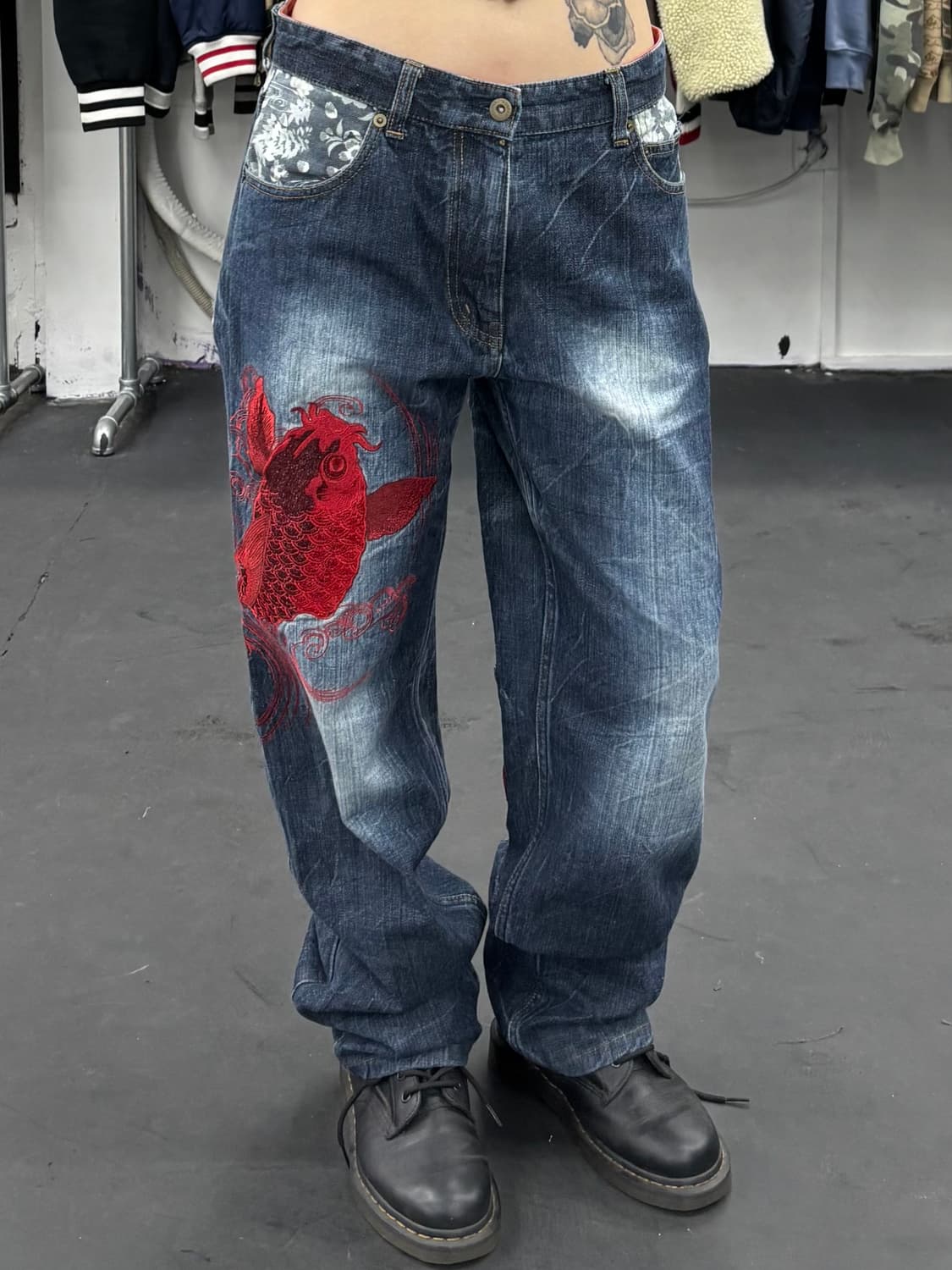 카라쿠리 타마시 오리엔탈 잉어 데님팬츠 상품이미지5