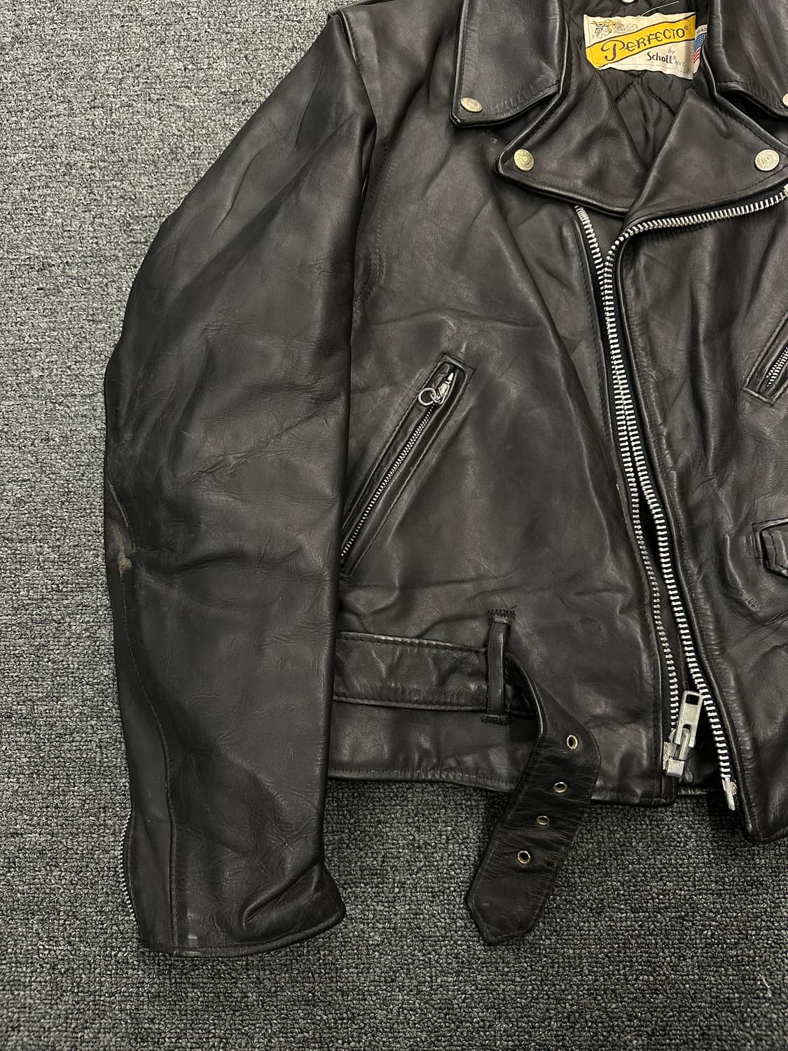 90s 쇼트 618 퍼펙토 가죽 라이더자켓 40 상품이미지4