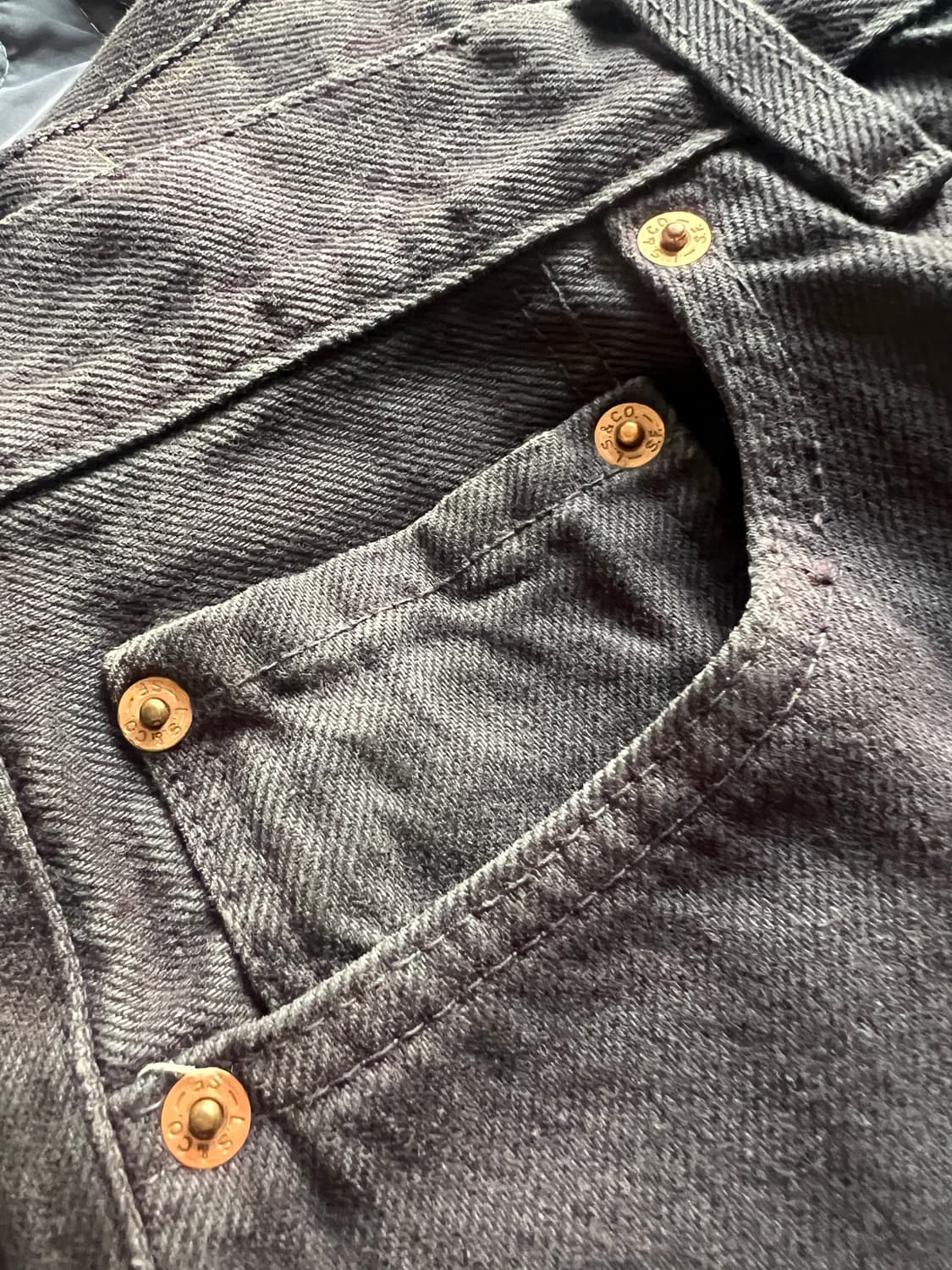 리바이스501 스트레이트 핏 데님 퍼플 셀비지 진 34*32 상품이미지4