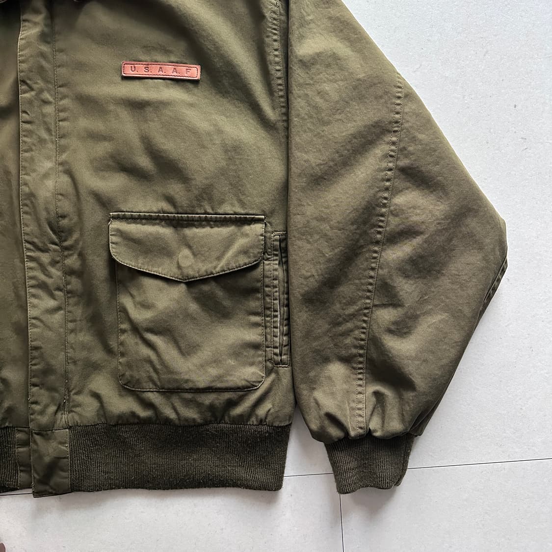 90s 쿠퍼 A-2 타입 코튼 플라이트 자켓 S 가죽 카라 상품이미지3