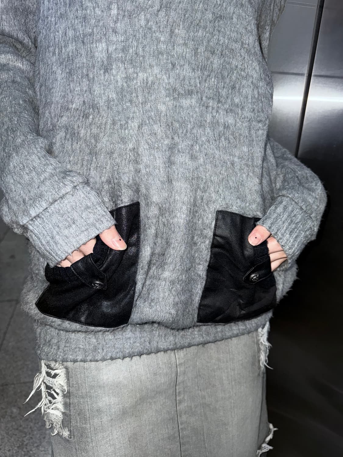 layered off shoulder hoodie 상품이미지3