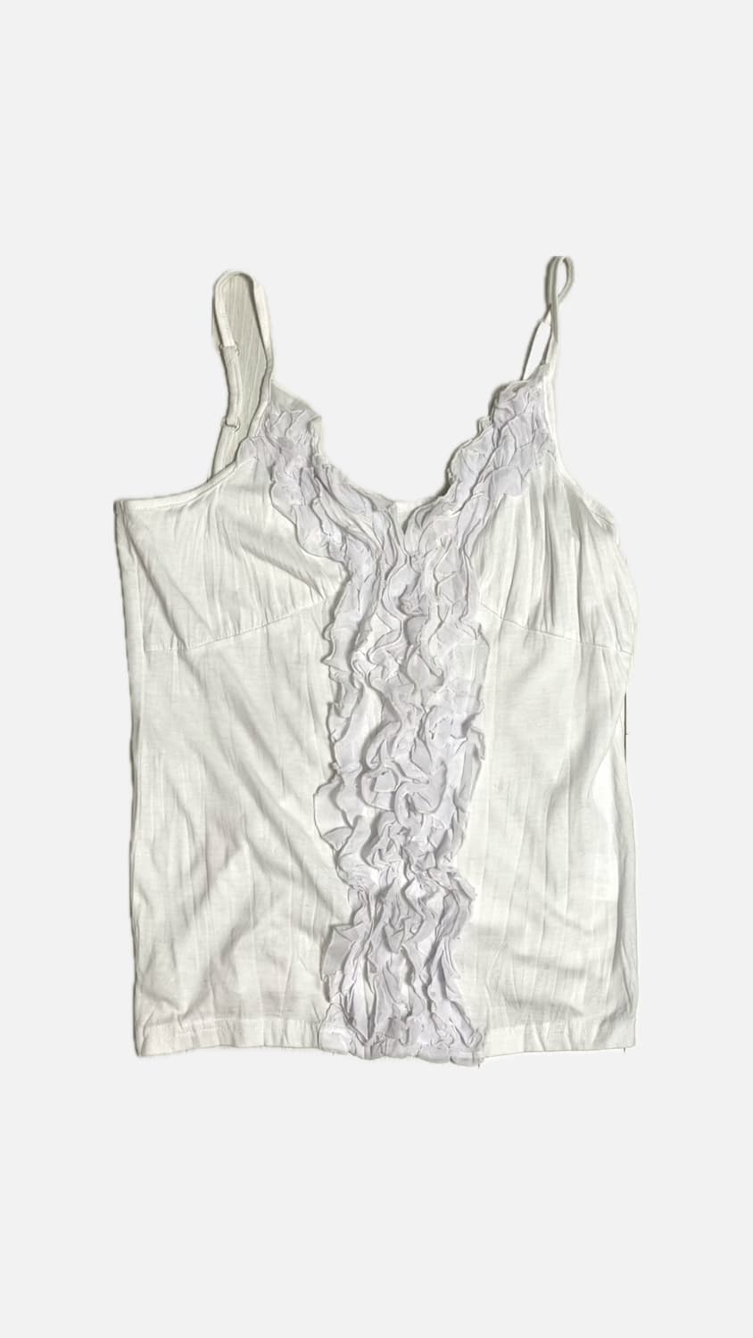 화이트 러플 슬리브리스 상품이미지1