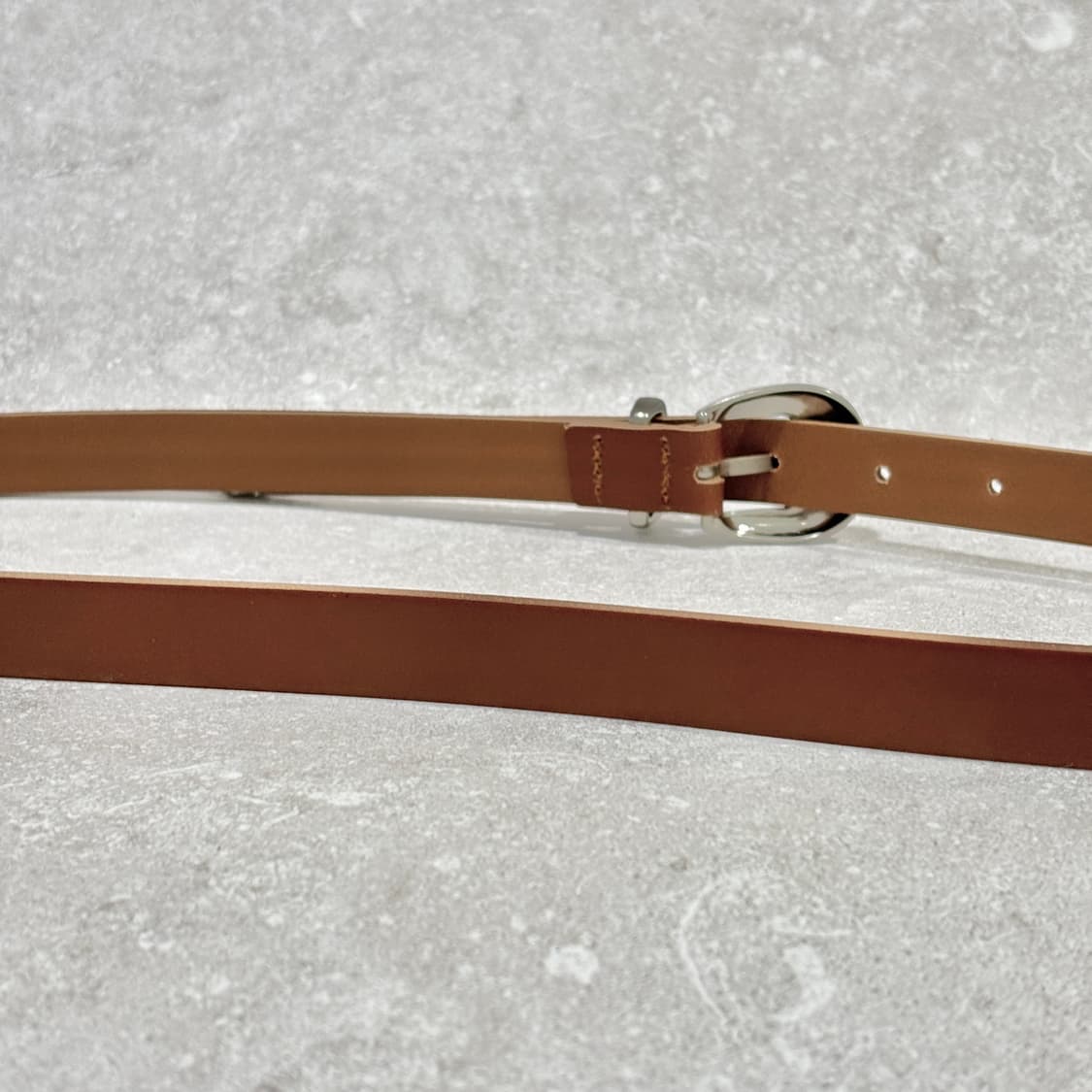 Oribell 라운드 볼드 버클 이탈리아 소가죽 웨스턴 벨트 카멜 상품이미지6