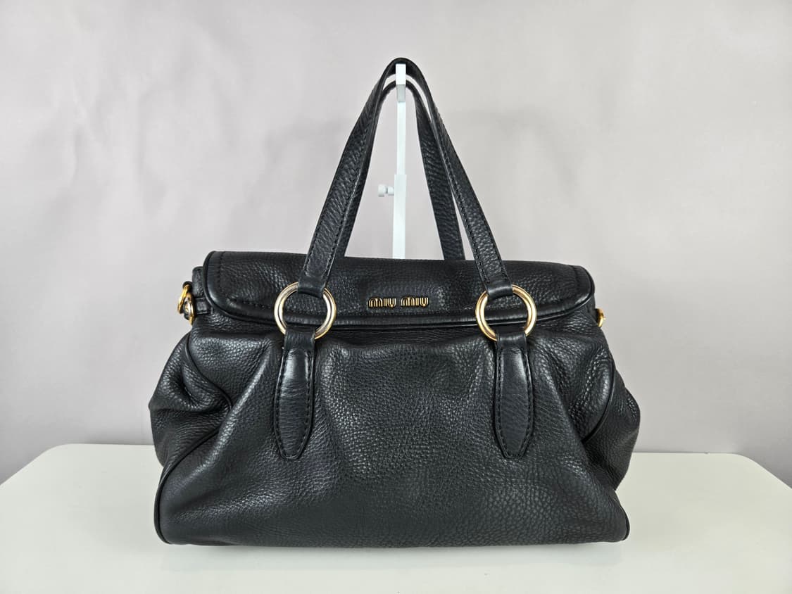 miumiu 미우미우 가죽 사첼백 토트백 가방 정품 블랙 상품이미지2