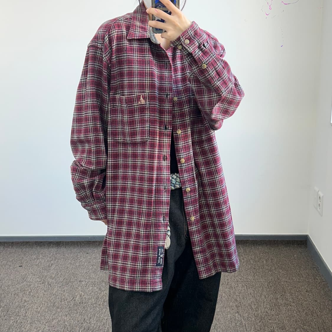 Bean pole 빈폴 레드 체크 롱 셔츠 상품이미지1