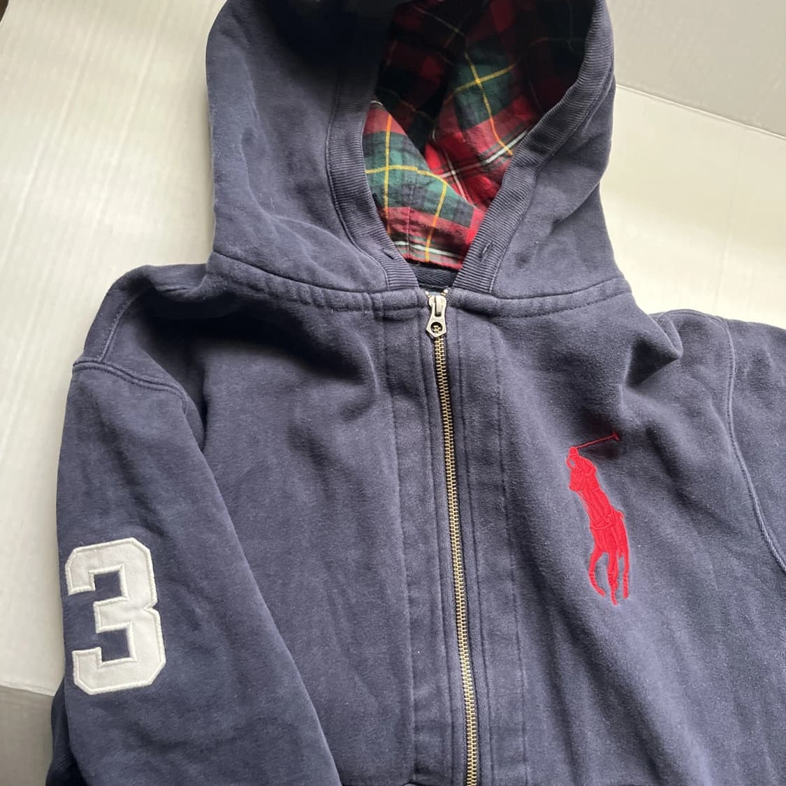 폴로 랄프 로렌 빅 포니 체크 안감 후드 집업 상품이미지1