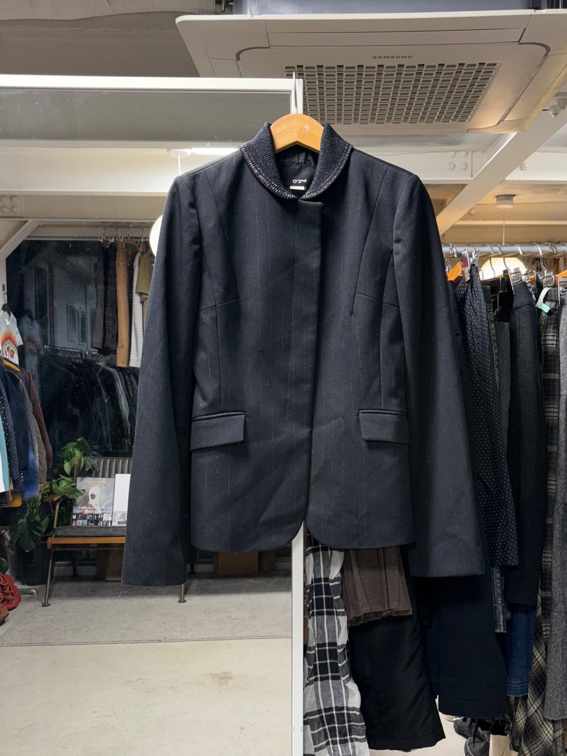 O'2nd 스트라이프 립 카라 자켓 상품이미지1