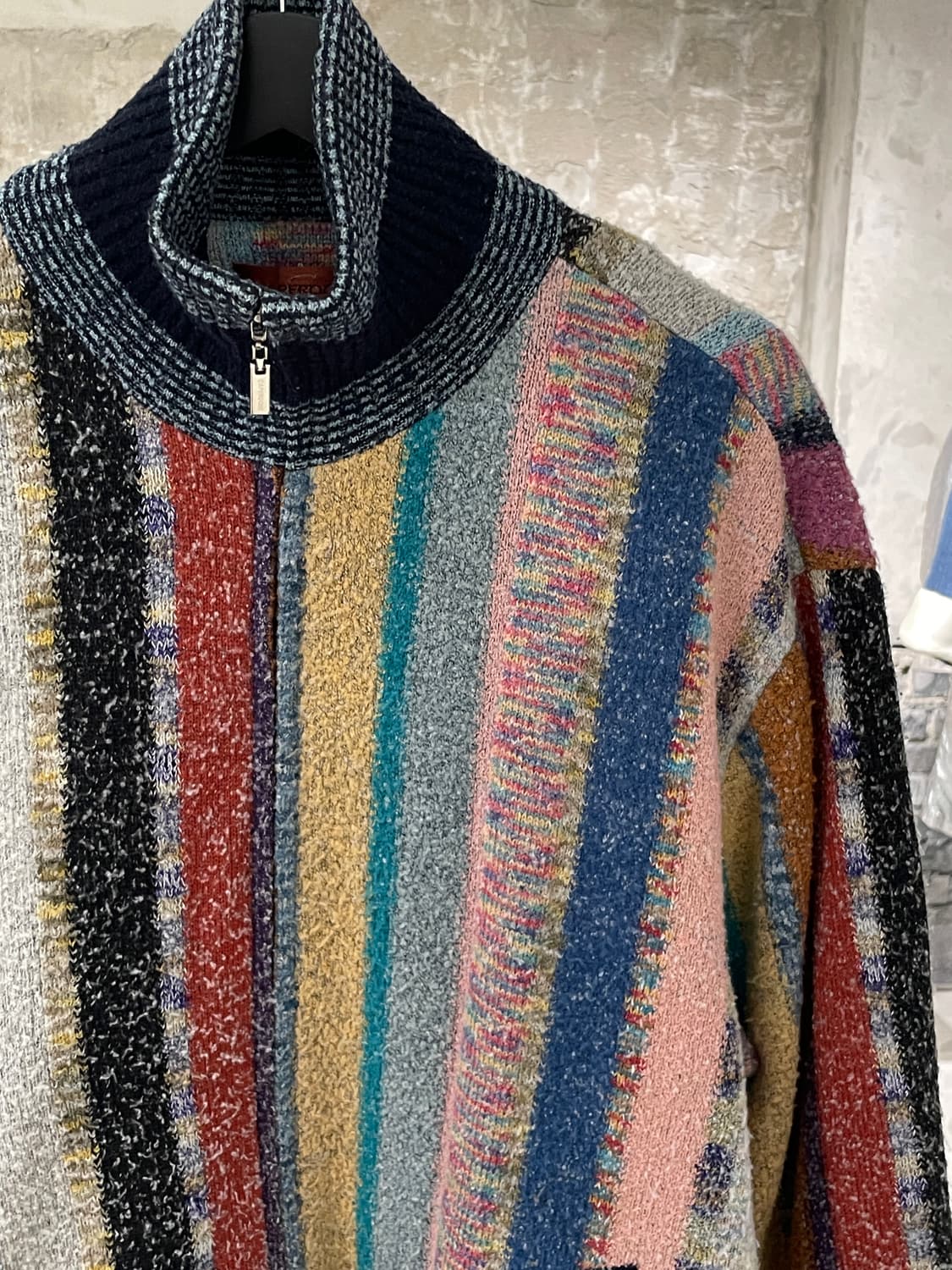 카페르도니 믹스 스트라이프 배색 폴라넥 집업 자켓 상품이미지3