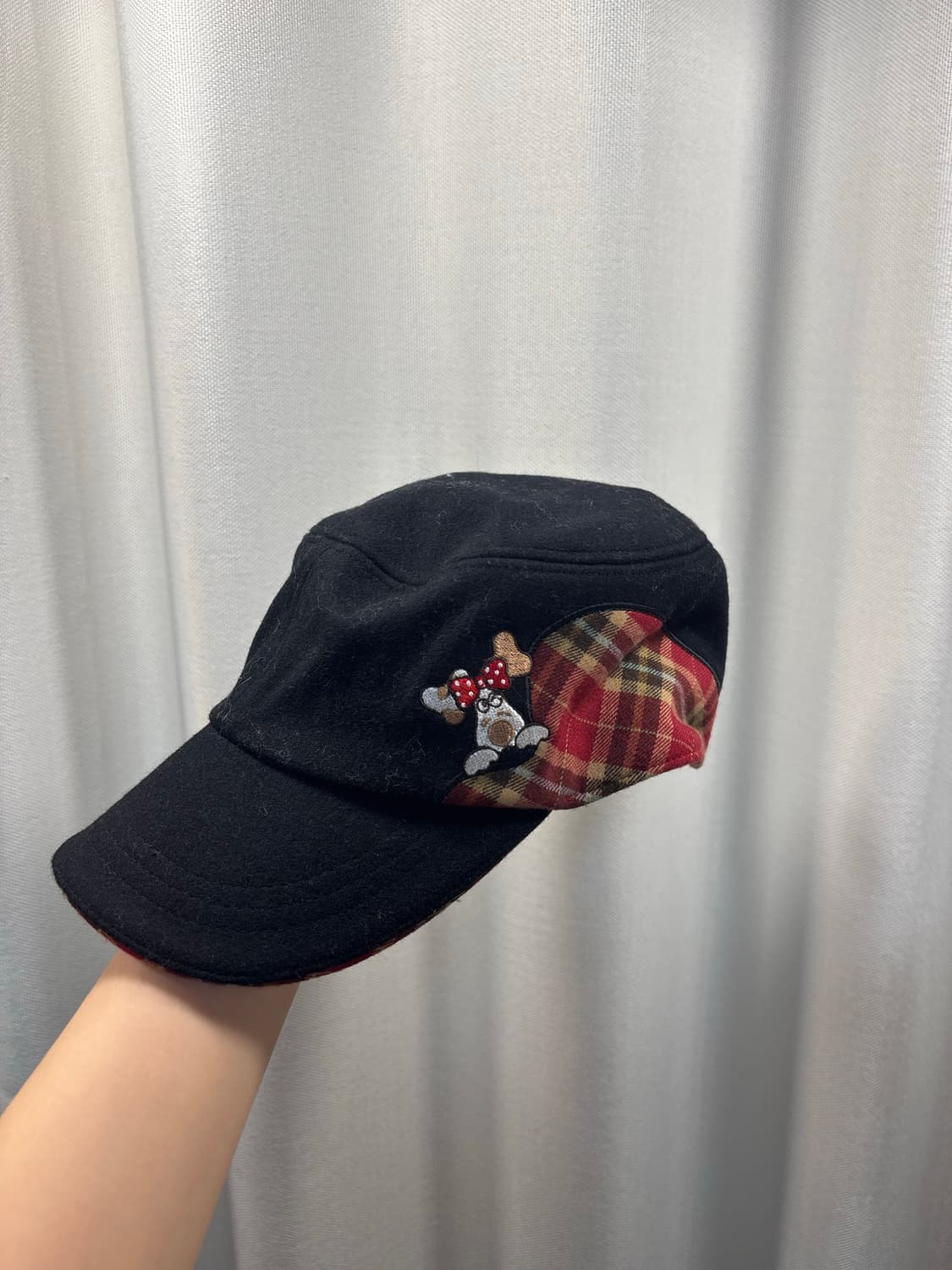 강아지 체크무늬 모자 상품이미지1