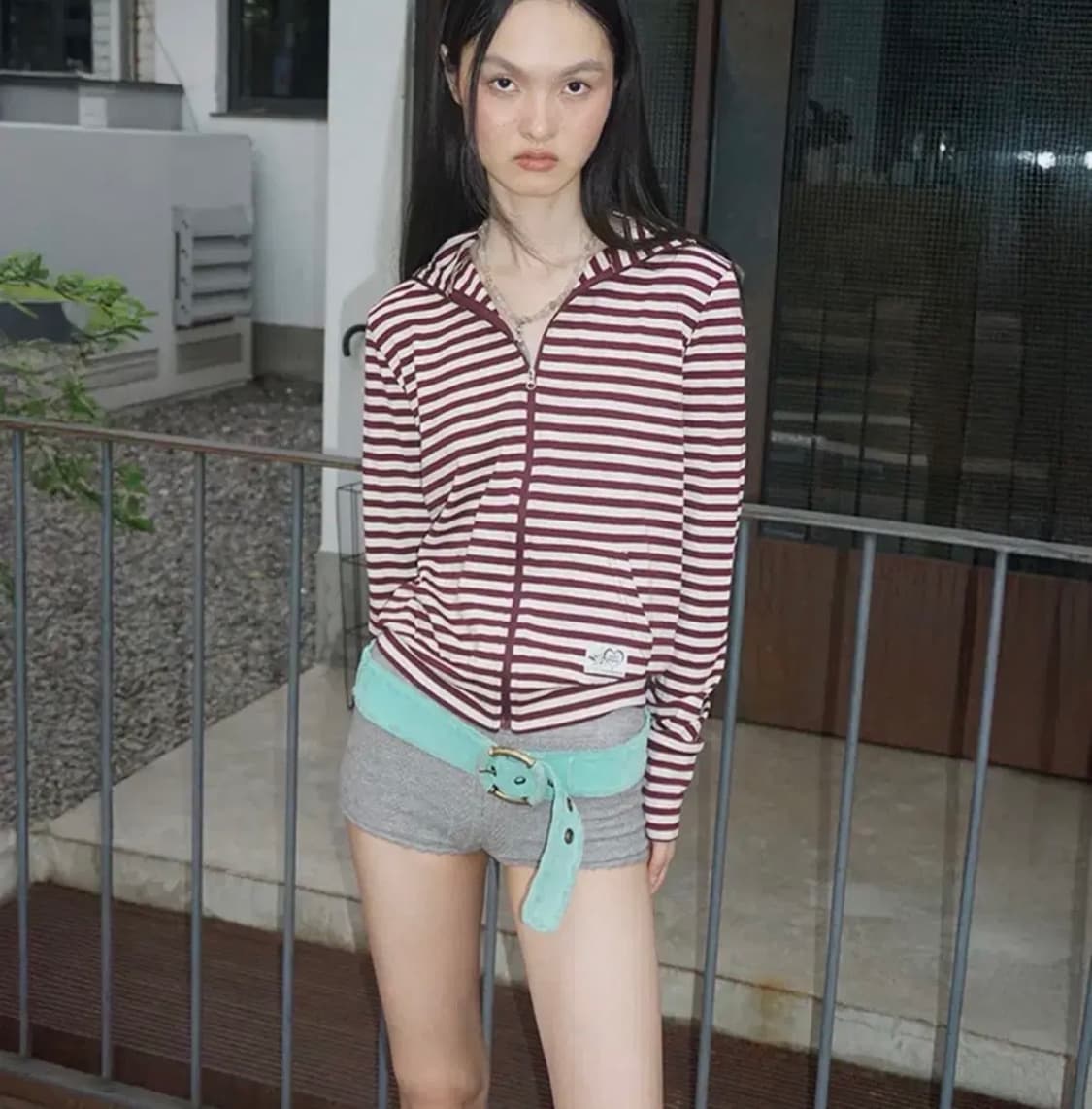 스컬프터Light Weight Striped Jersey Burgundy 상품이미지1