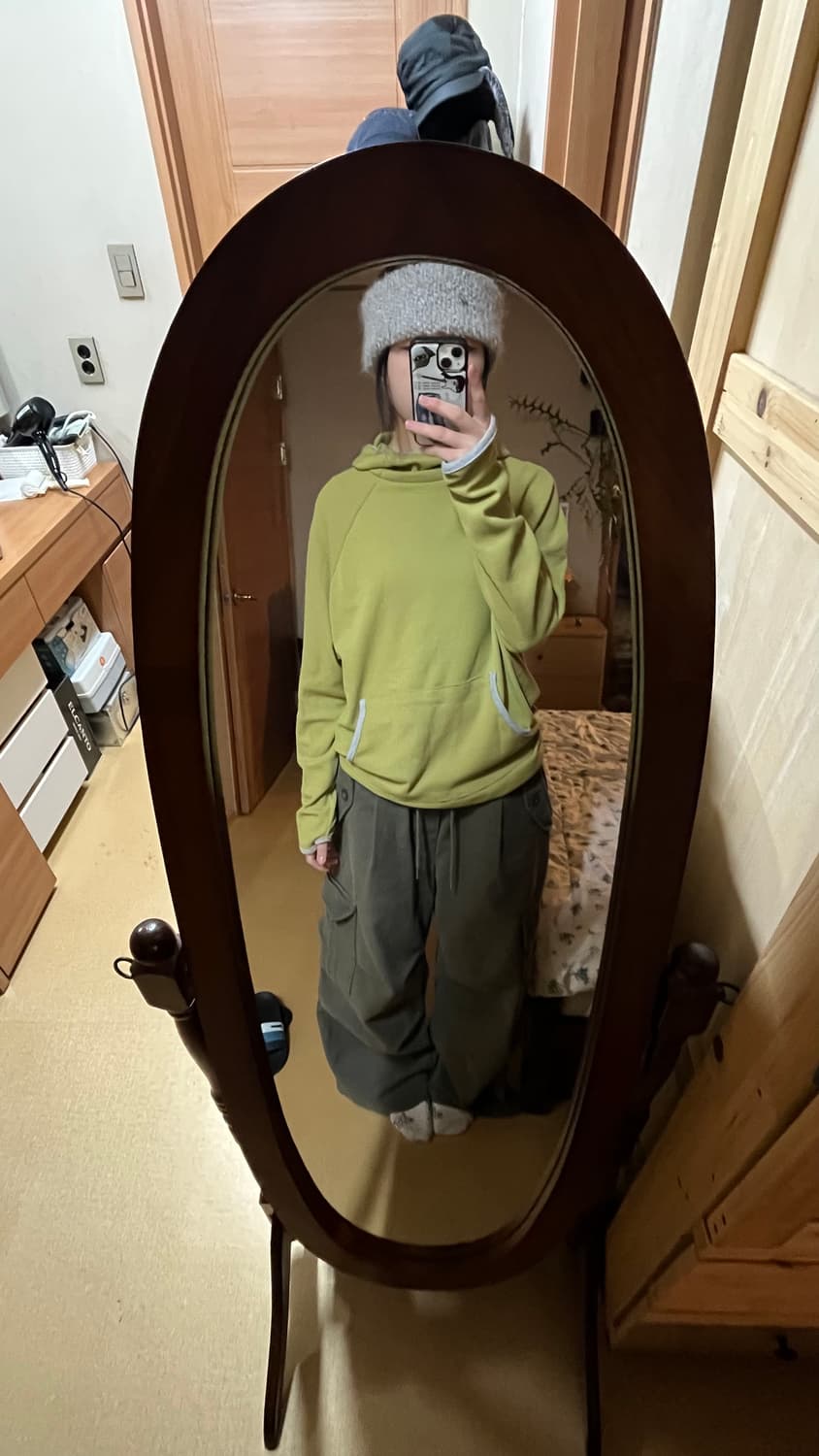 (새상품) 키오키 그린 핑거홀 와플 후디 t 상품이미지7