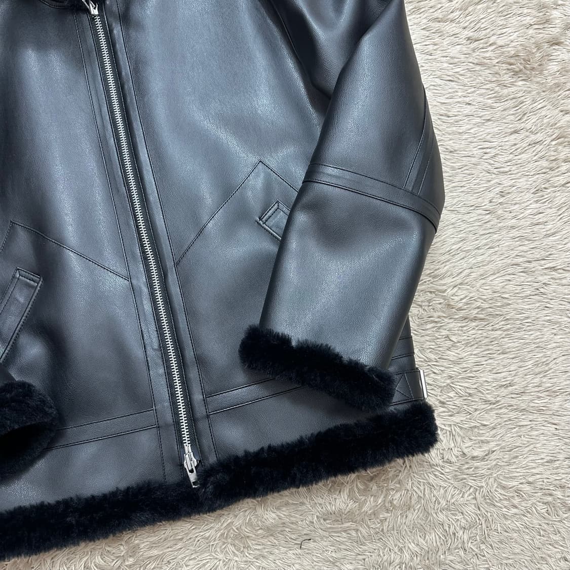 도프제이슨 블랙 무스탕 자켓 상품이미지4