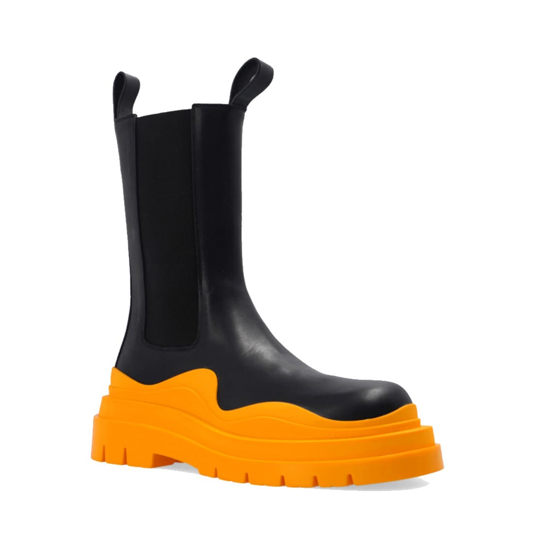 새상품 보테가 베네타 타이어 첼시 부츠 블랙 탠저린 상품이미지4