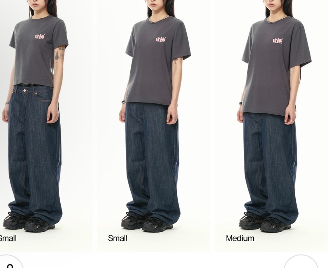 비디오자키 ) 더블하트 화이트 반팔 티셔츠 상품이미지2