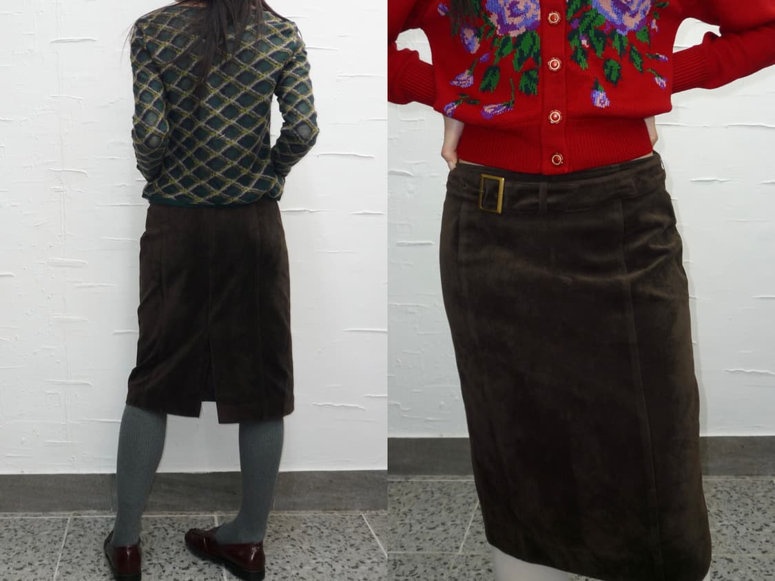 Belted deep brown midi skirt 상품이미지2