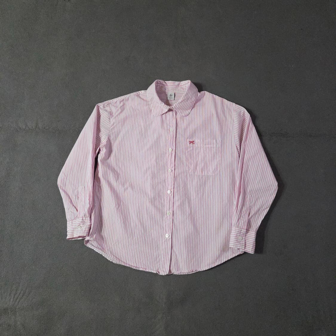 ronron 론론 라운드 카라 포켓 셔츠 핑크스트라이프 상품이미지6