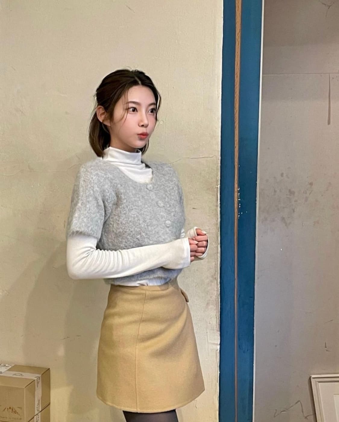 그로브 MIYA 가디건 그레이+TOBIN 팬츠 블랙 [차정원 착용] 상품이미지2