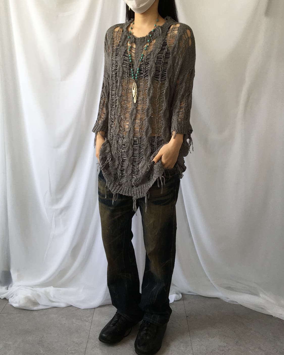 Fringe grunge mood knit 상품이미지7