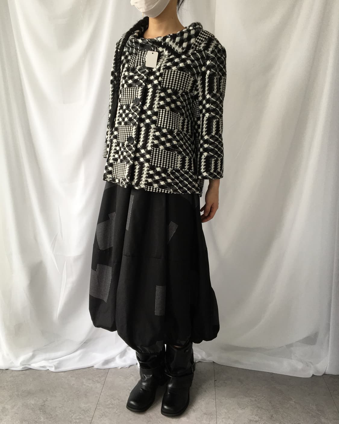 Pattern mixed thick neck point jacket 상품이미지9