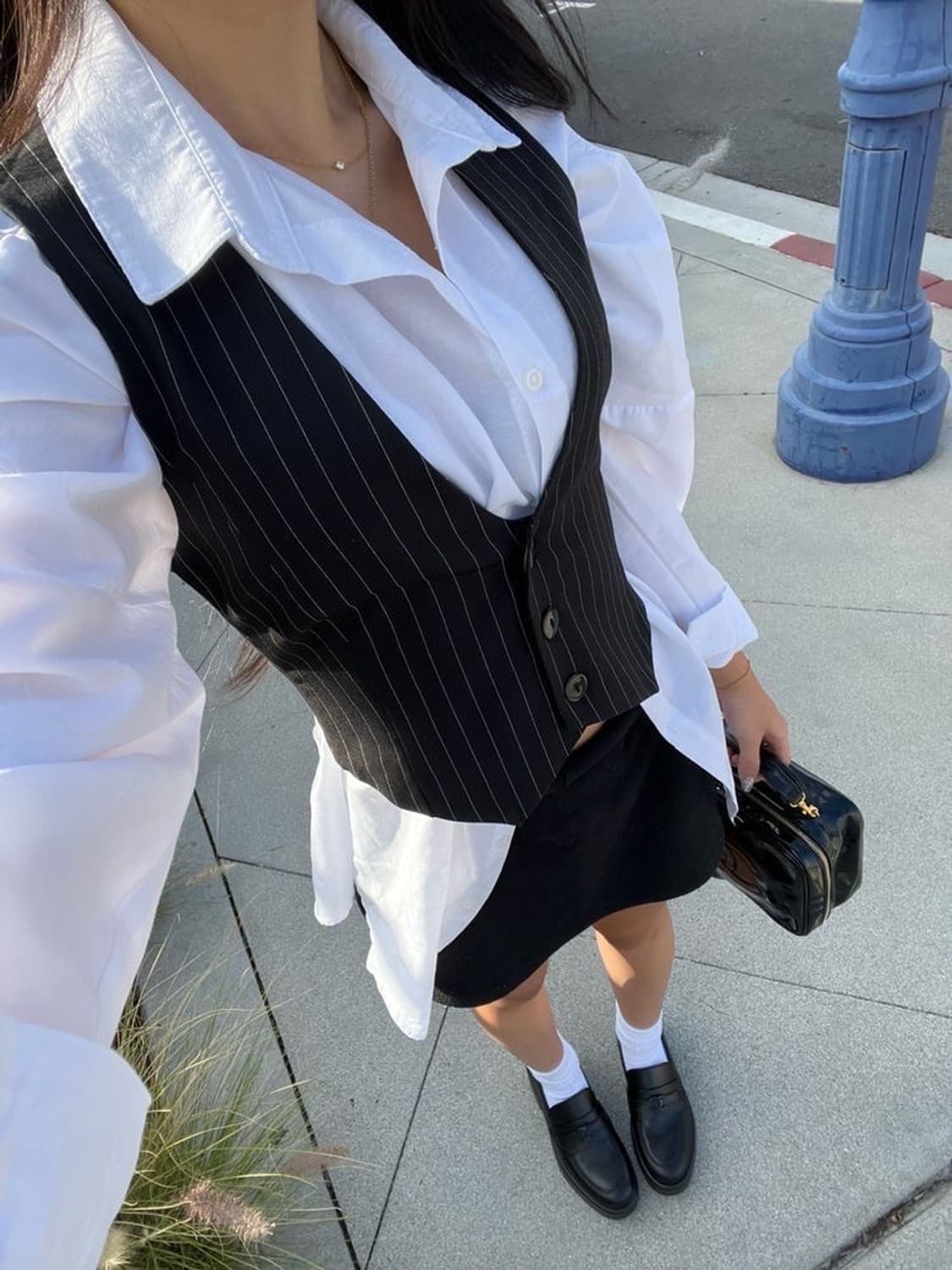 Stripe Crop Vest 크롭 셔츠 나시 상품이미지1