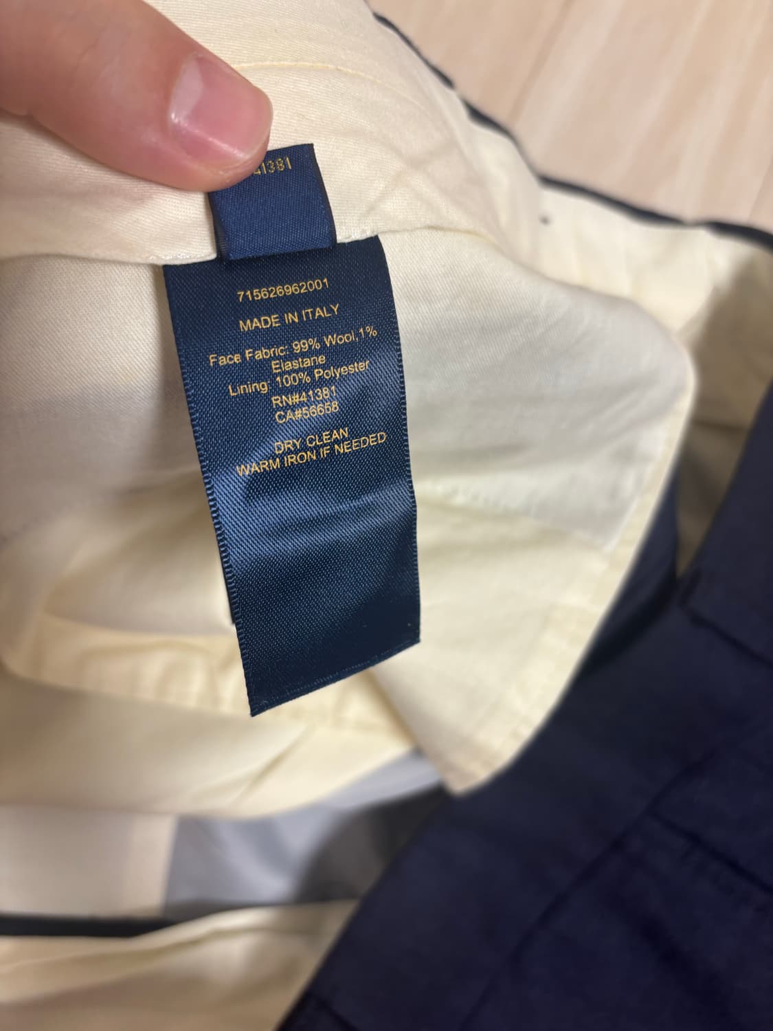 폴로 랄프로렌 made in italy 네이비 울 정장 바지(32) 상품이미지4