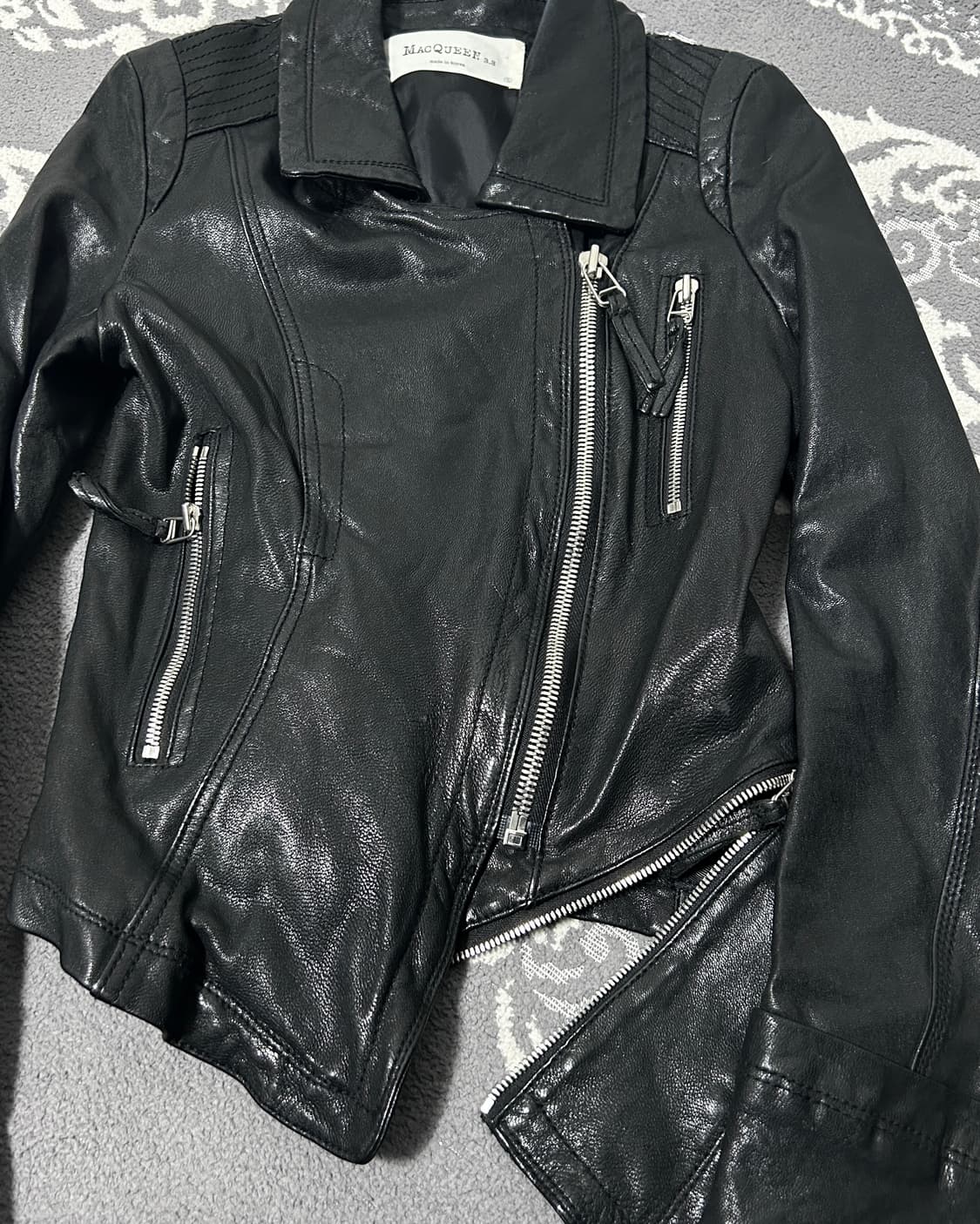 이탈리안 레더 엘라스틱 판넬 자켓 상품이미지3