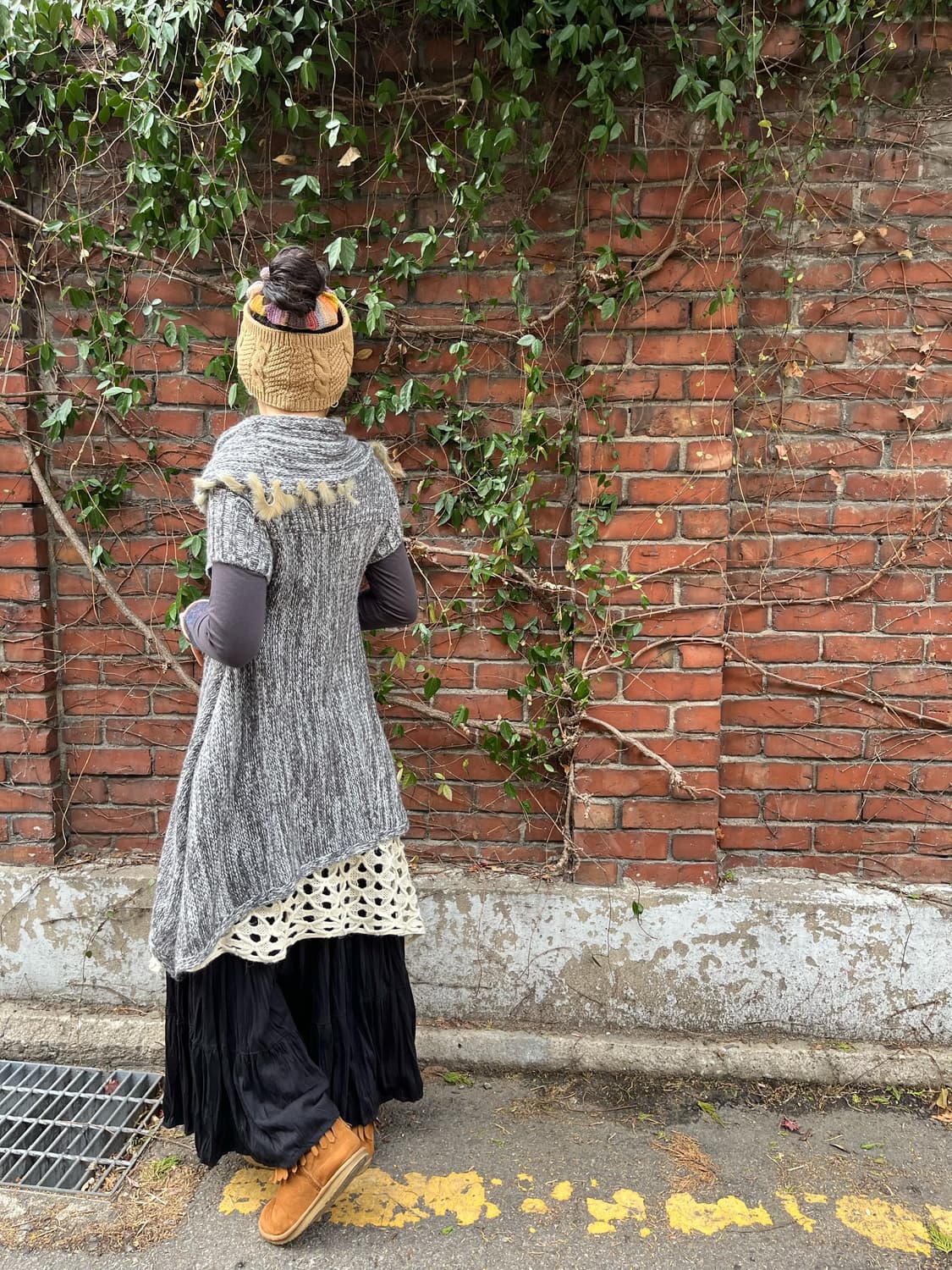 레빗 퍼 레이어드 니트 원피스 상품이미지4