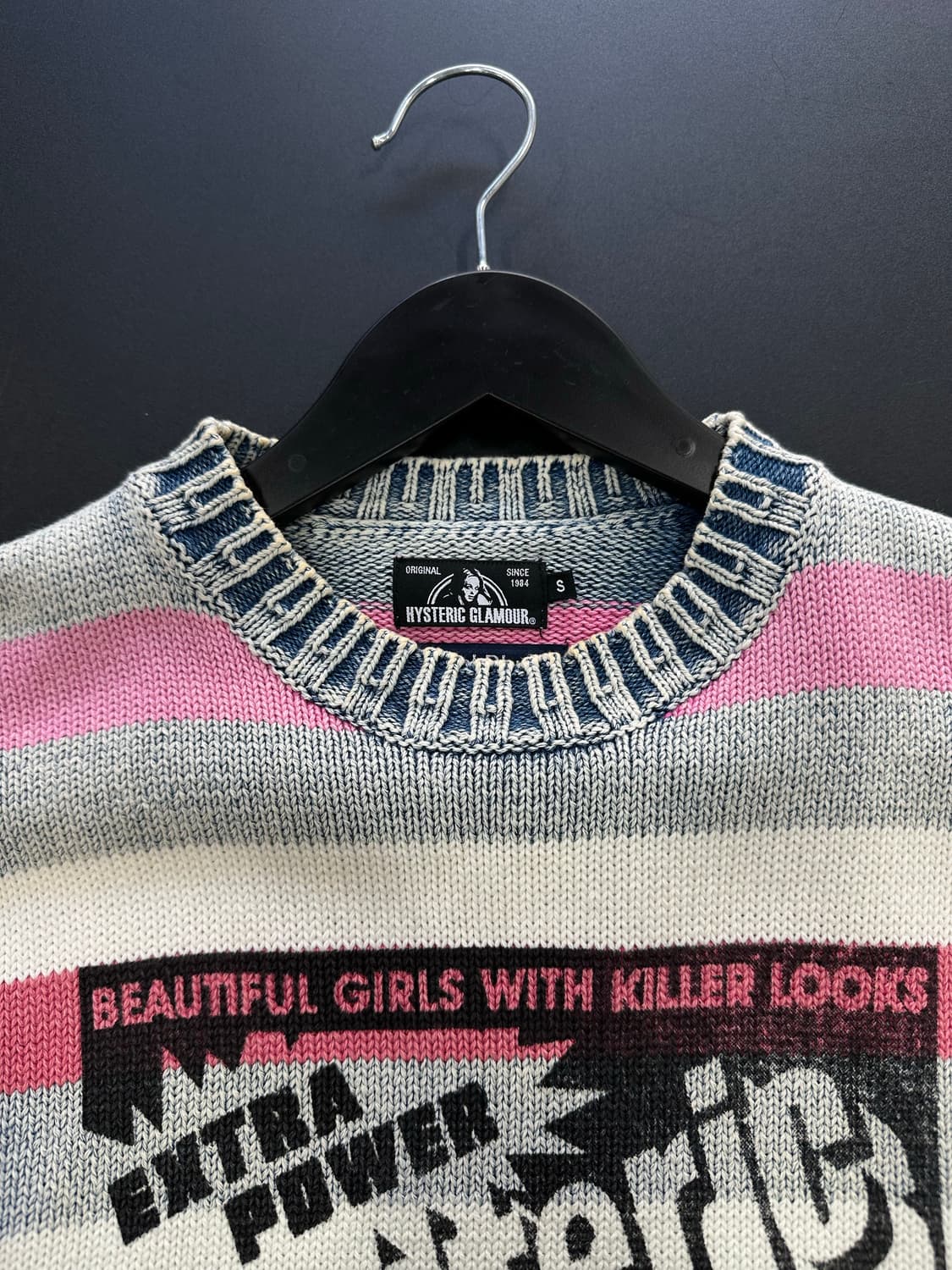 히스테릭글래머 오리지널블루 카툰로고 피그먼트워시드 데님 스트라이프 니트 상품이미지8