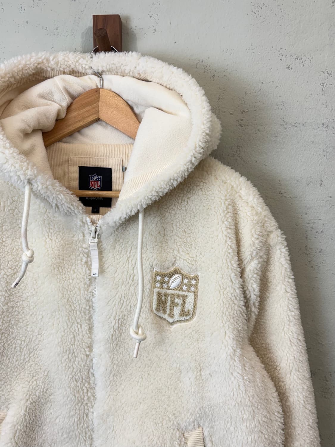 NFL 아이보리 대왕 뽀글이 후리스 후드 자켓 상품이미지3
