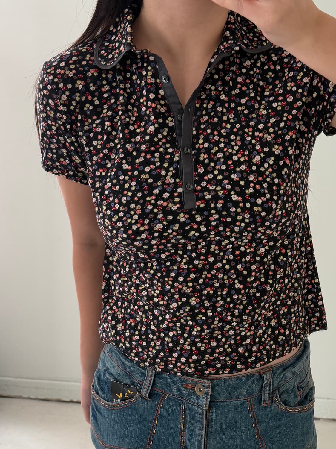 일본빈티지 잔꽃 플로럴 숏반팔 상품이미지2