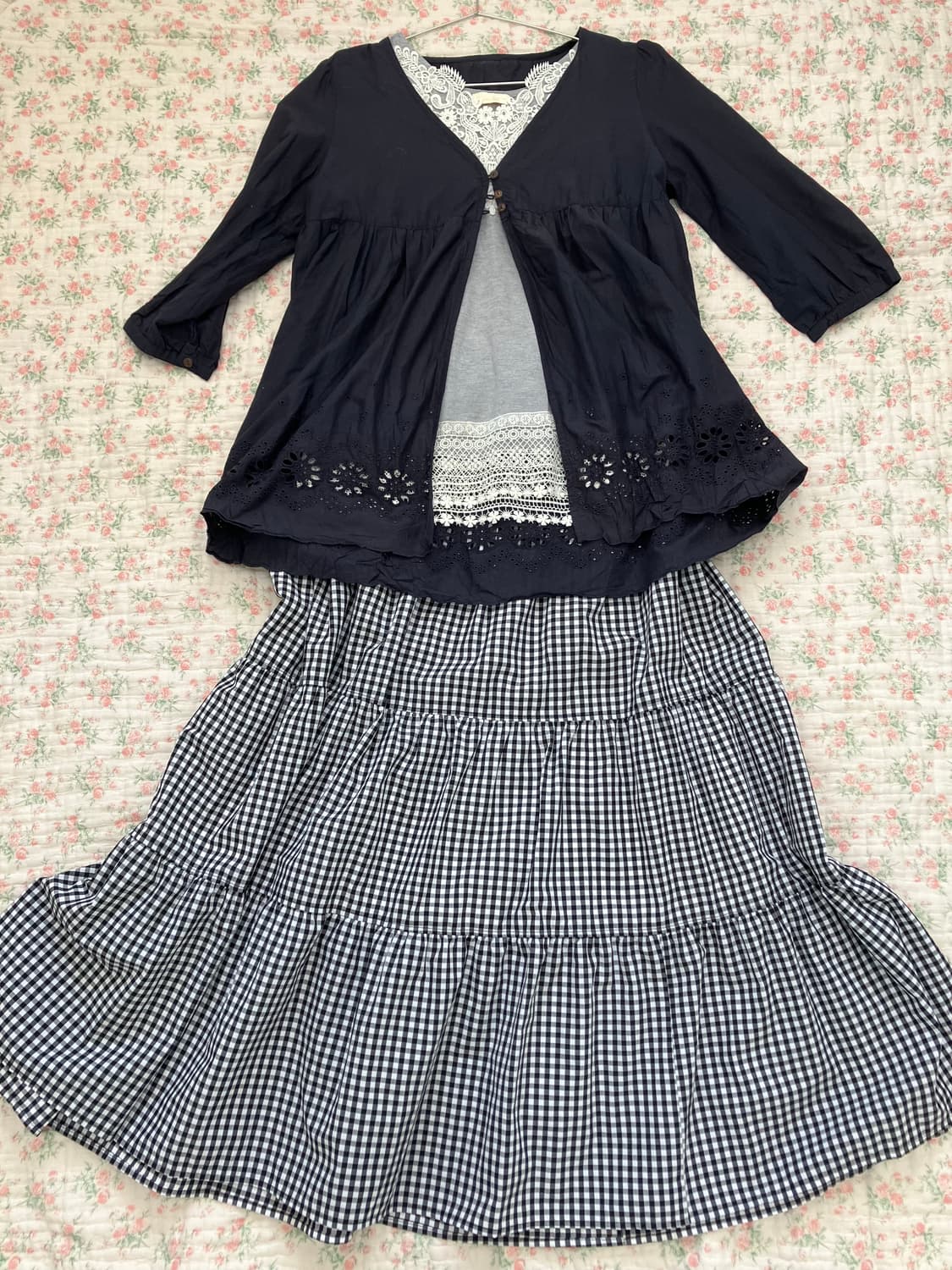 빈티지 모리걸 네이비 자수 레이스 블라우스 1086 모리걸 y2k 스트릿 상품이미지6