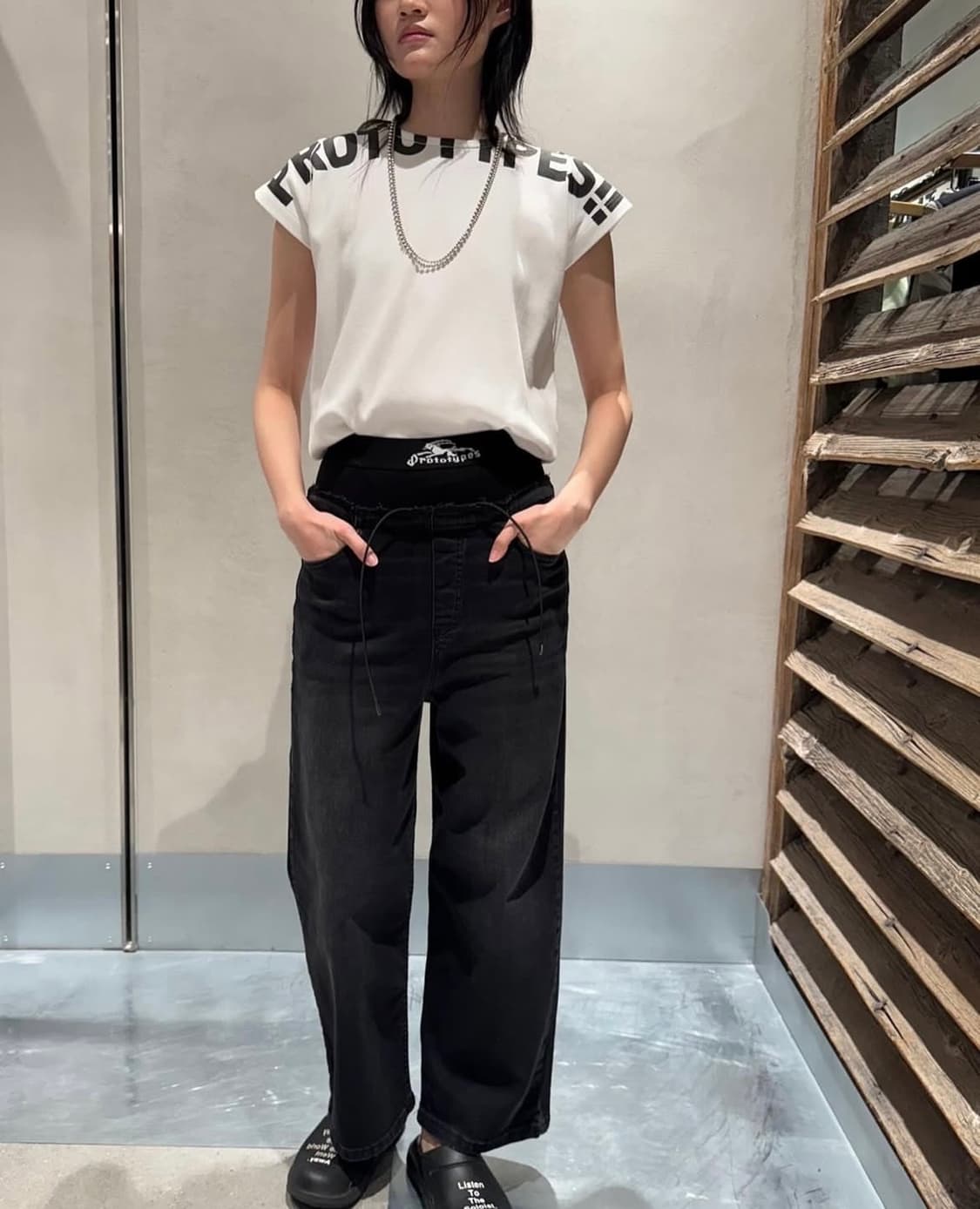 [L/XL] 프로토타입스 와플 머슬핏 티셔츠 화이트 상품이미지3